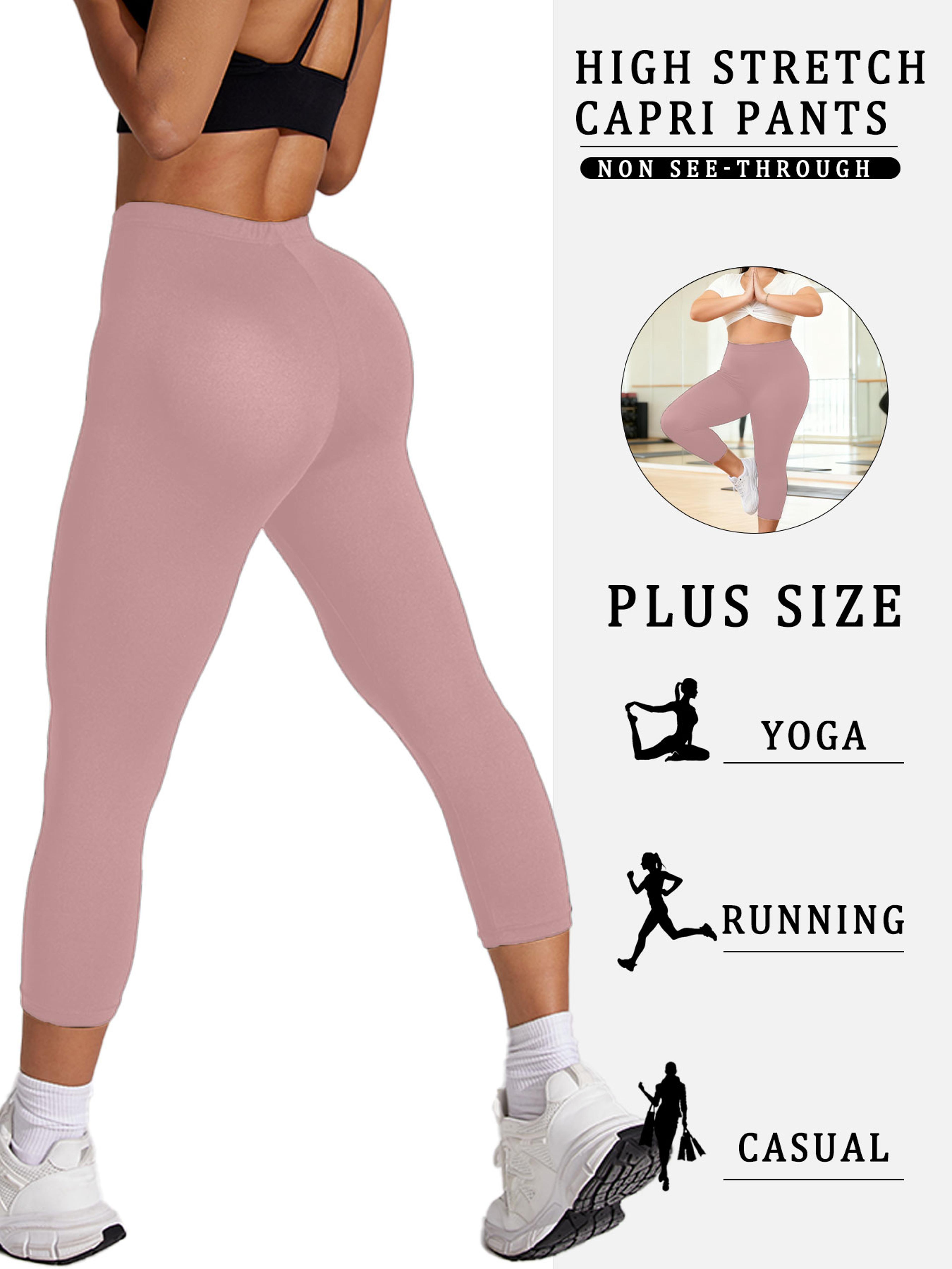 Plus Size Capri Yoga Leggings For Women Soft Stretch NonSeeThrough Workout Pants 2