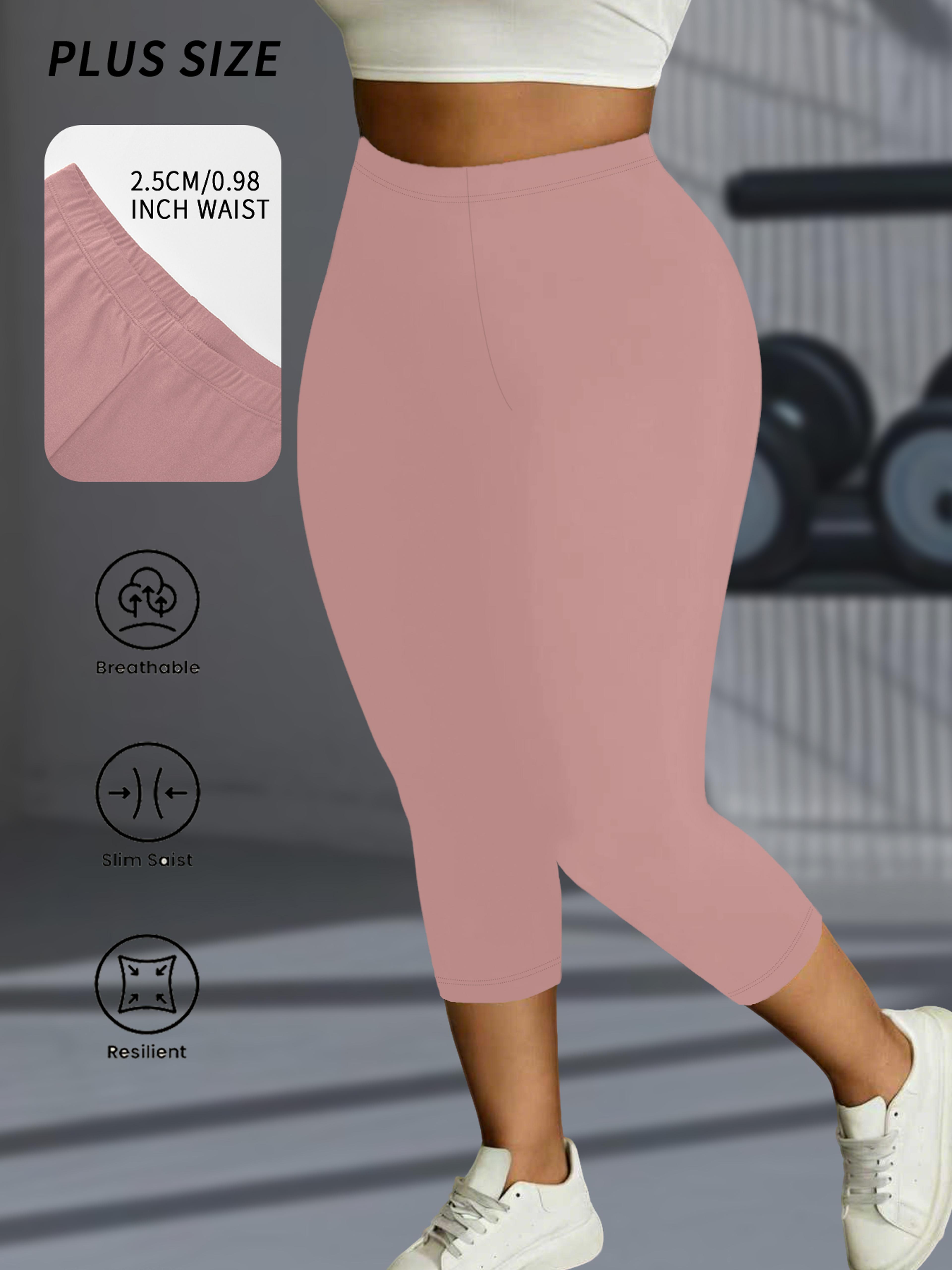plus size capri yoga leggings for women soft stretch non-see-through workout pants