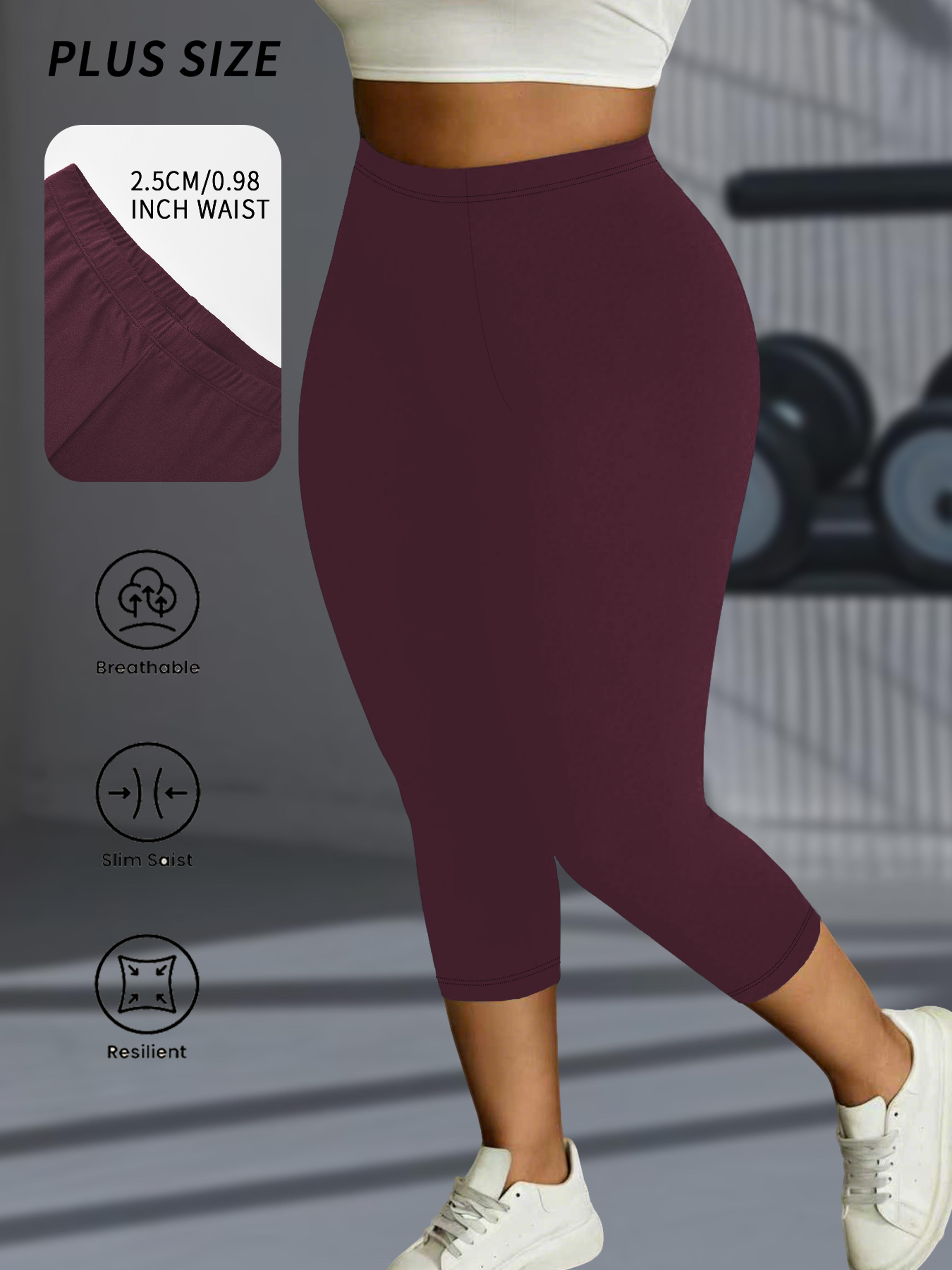 Plus Size Capri Yoga Leggings For Women Soft Stretch NonSeeThrough Workout Pants 7