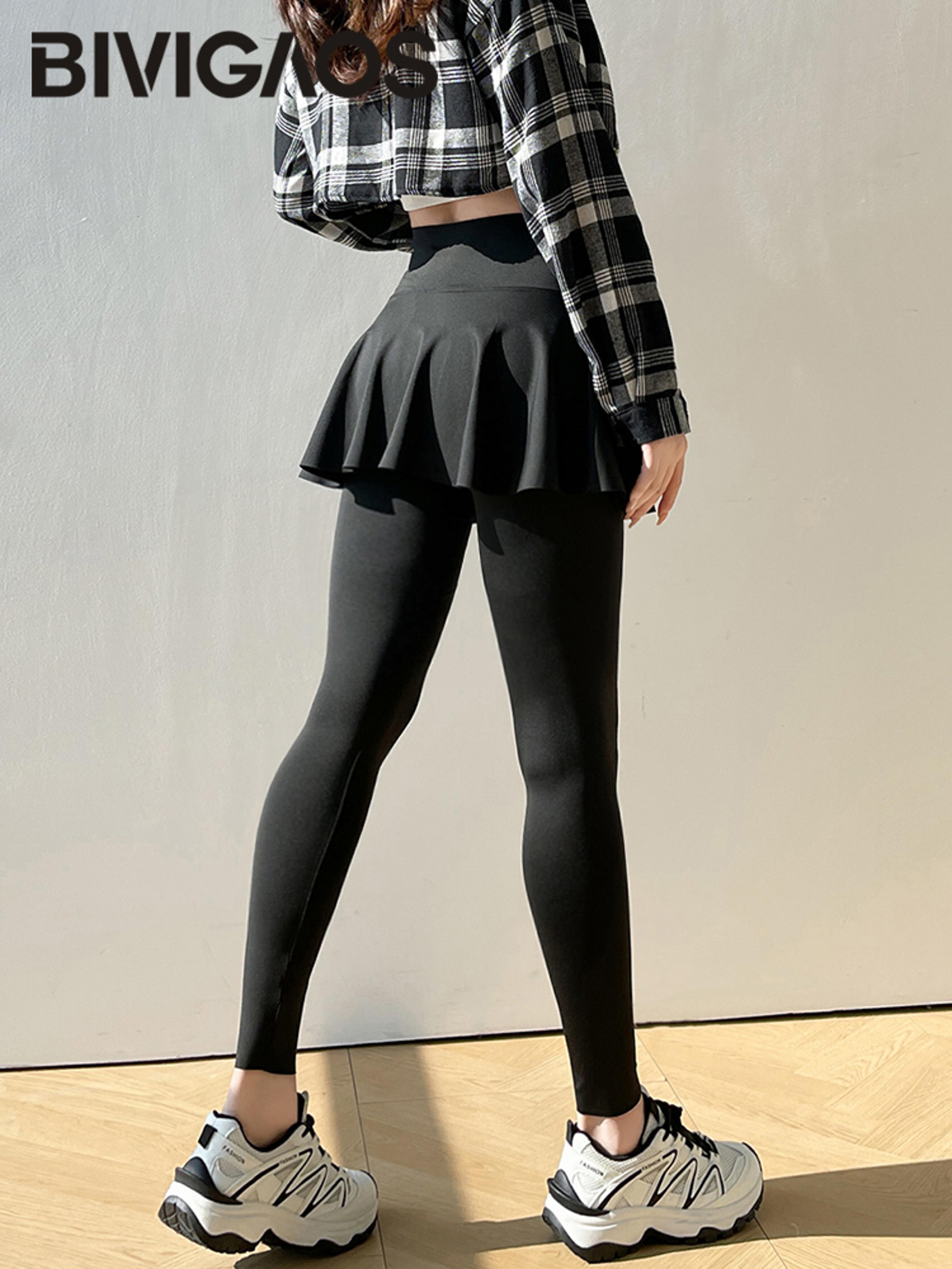 Womens High Waist Skirt Leggings With Seamless AnkleLength Yoga Pants 2