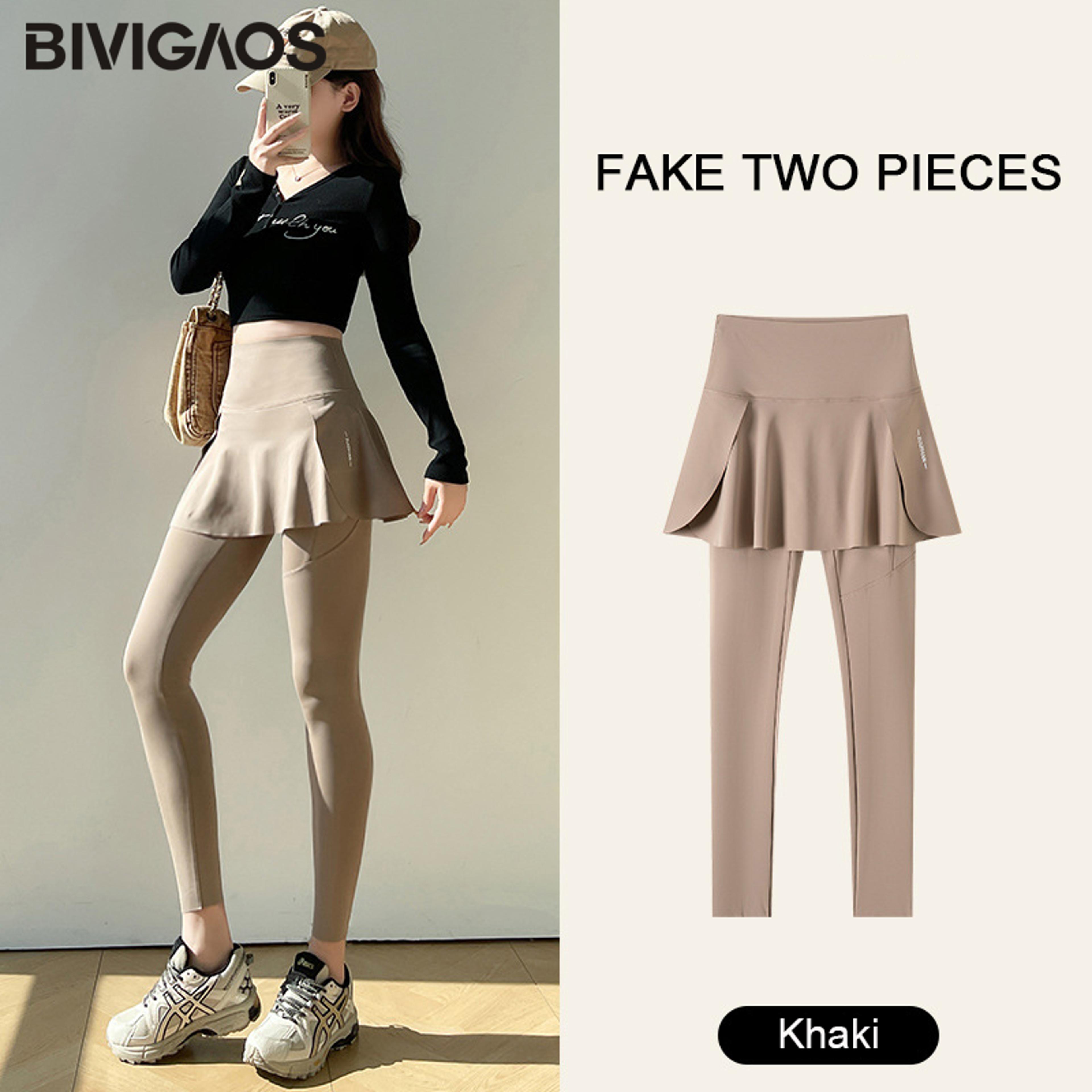 Womens High Waist Skirt Leggings With Seamless AnkleLength Yoga Pants 6