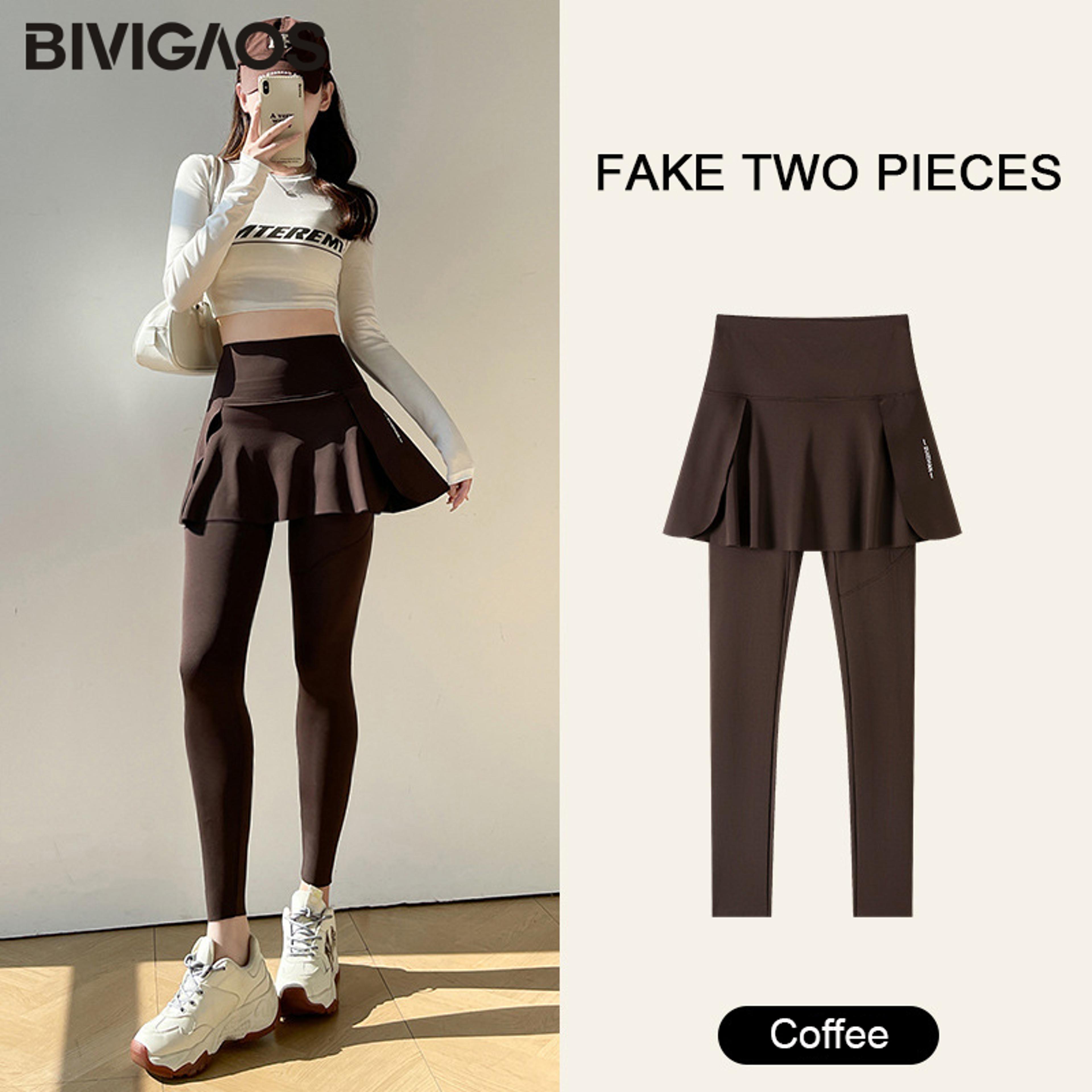Womens High Waist Skirt Leggings With Seamless AnkleLength Yoga Pants 8