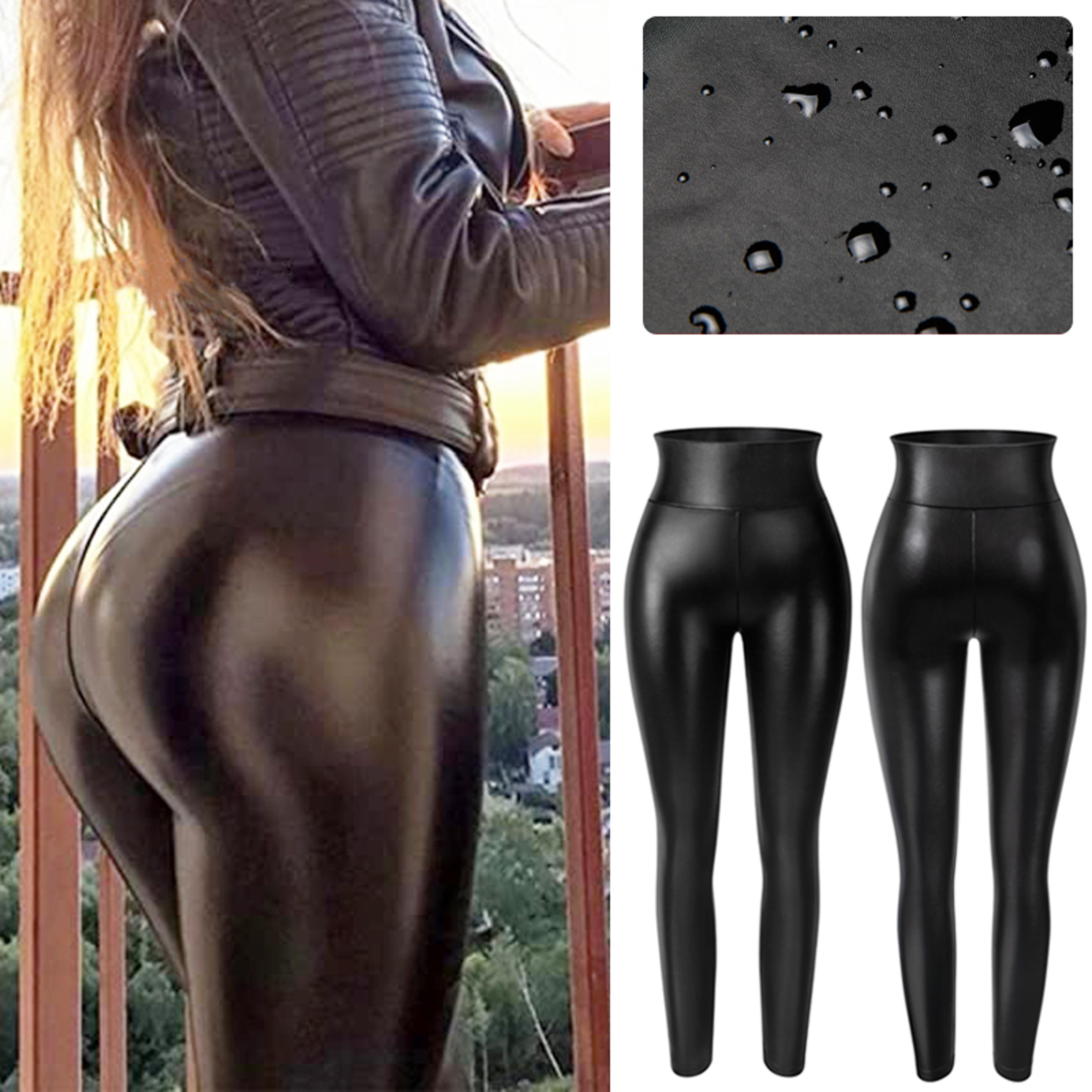 Womens High Waist Faux Leather Leggings With Stretch Fit And Butt Lifting Design 1