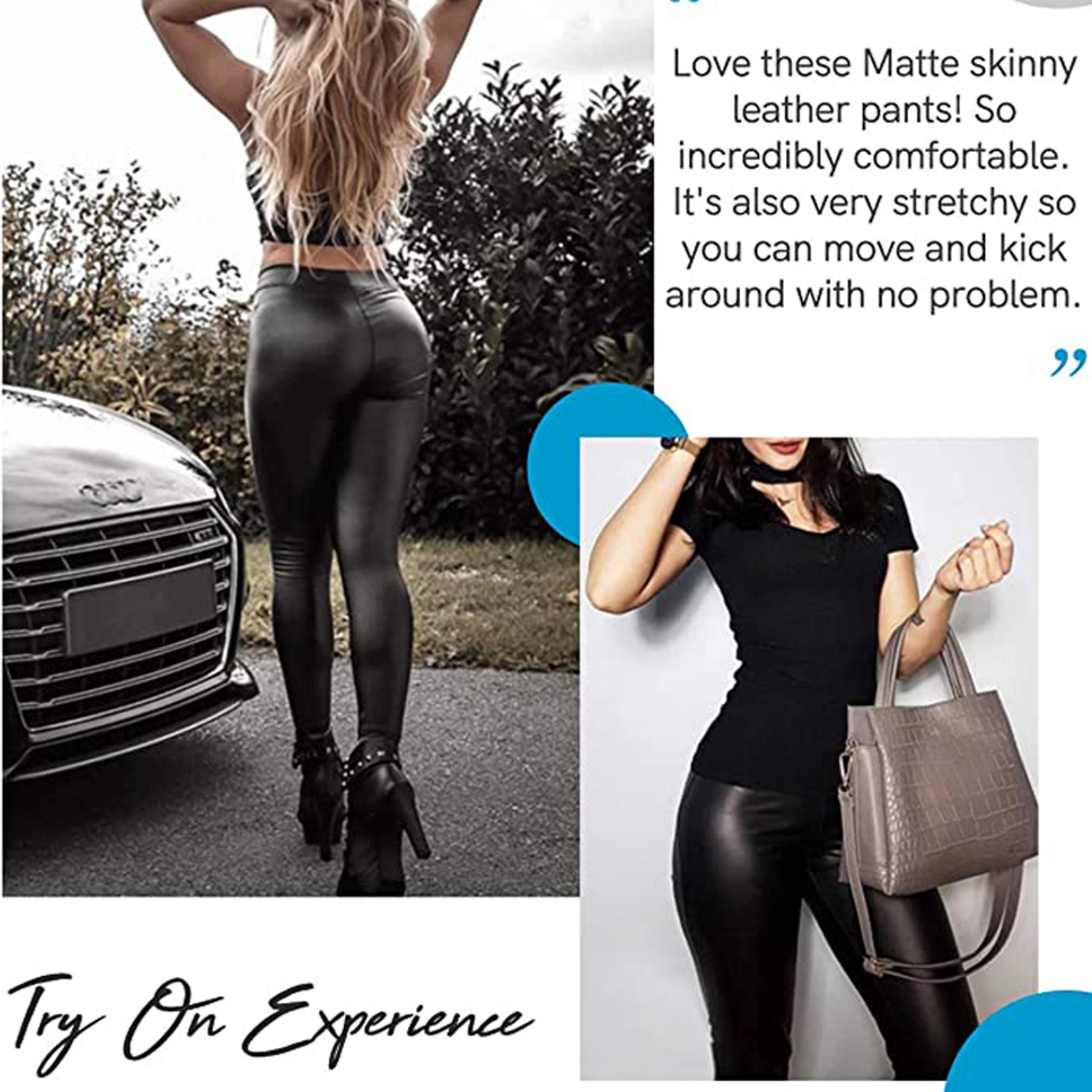 Womens High Waist Faux Leather Leggings With Stretch Fit And Butt Lifting Design 3
