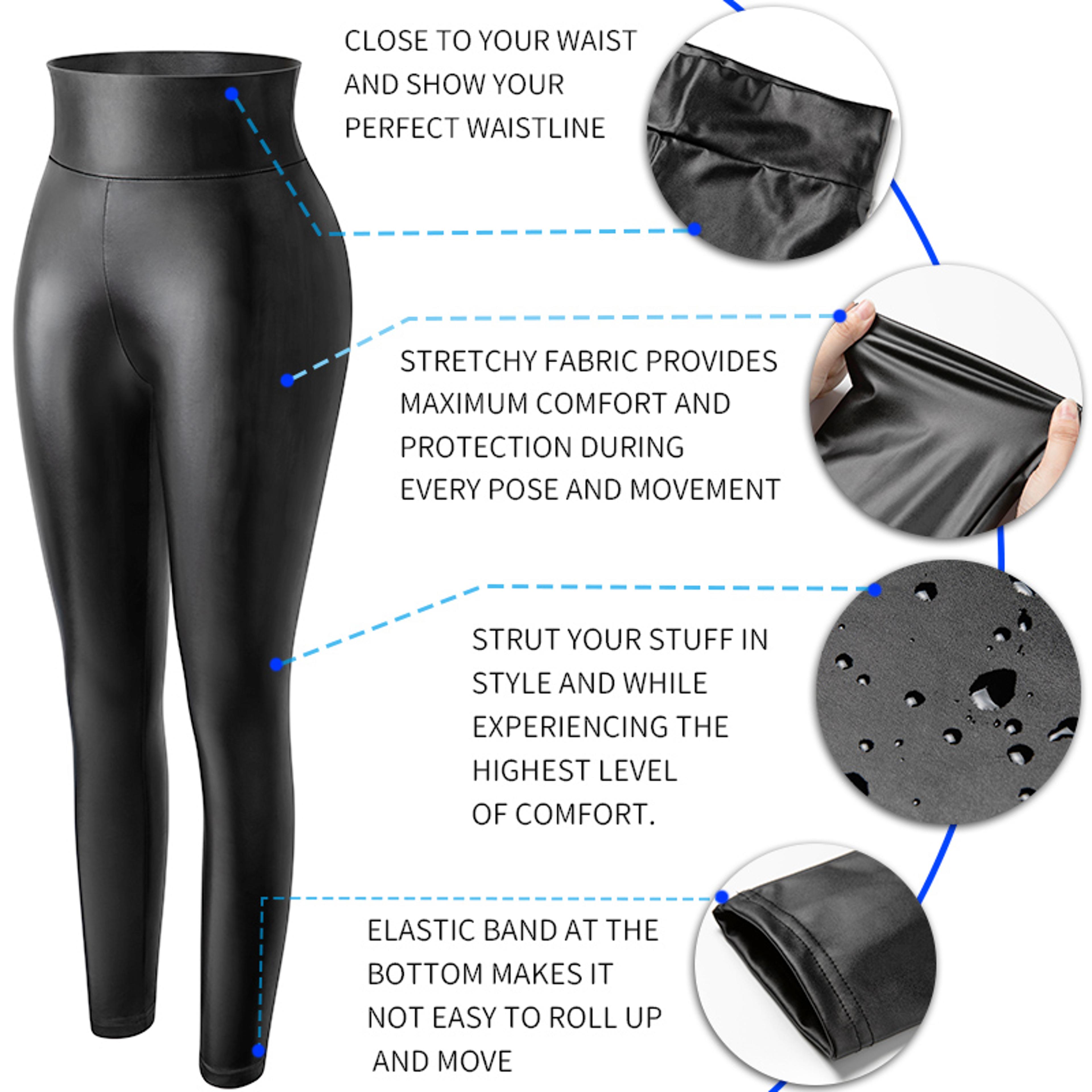 Womens High Waist Faux Leather Leggings With Stretch Fit And Butt Lifting Design 6