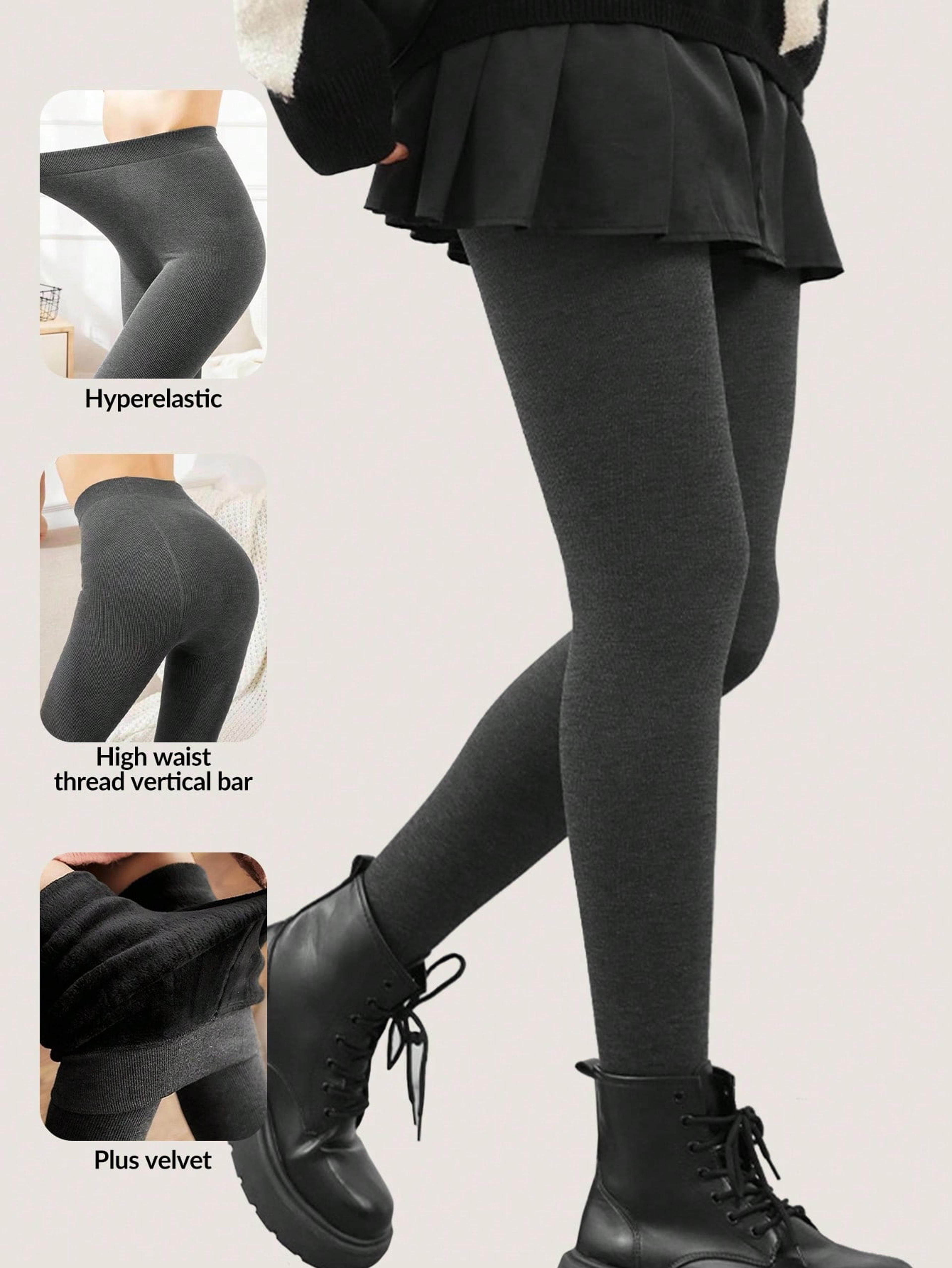 women's high waist thermal leggings with thick seamless knit for winter