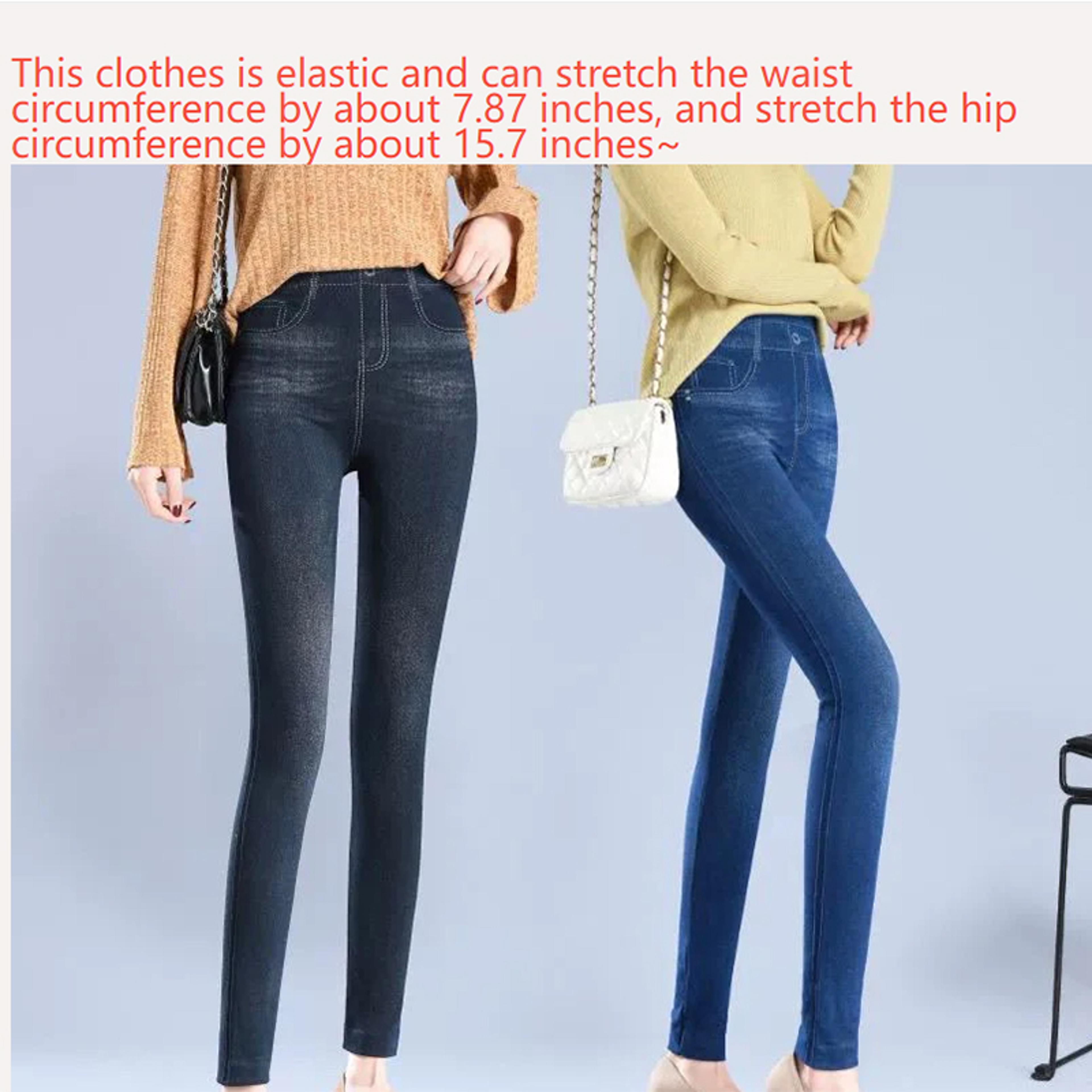Womens TieDye MidCalf Leggings With Stretchy DenimLook Design 6