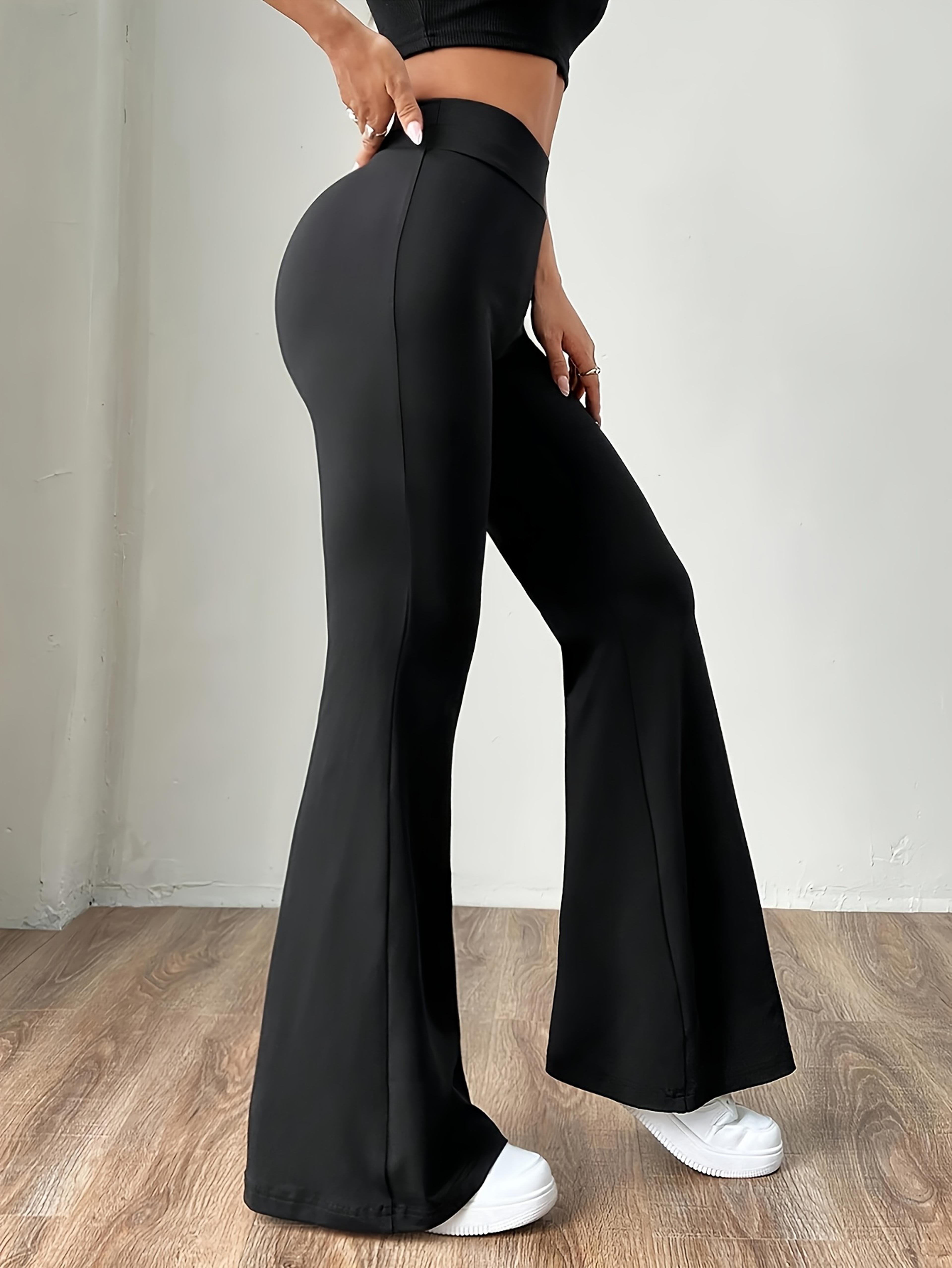 women's high waisted flare leggings with tummy control and stretchy fit