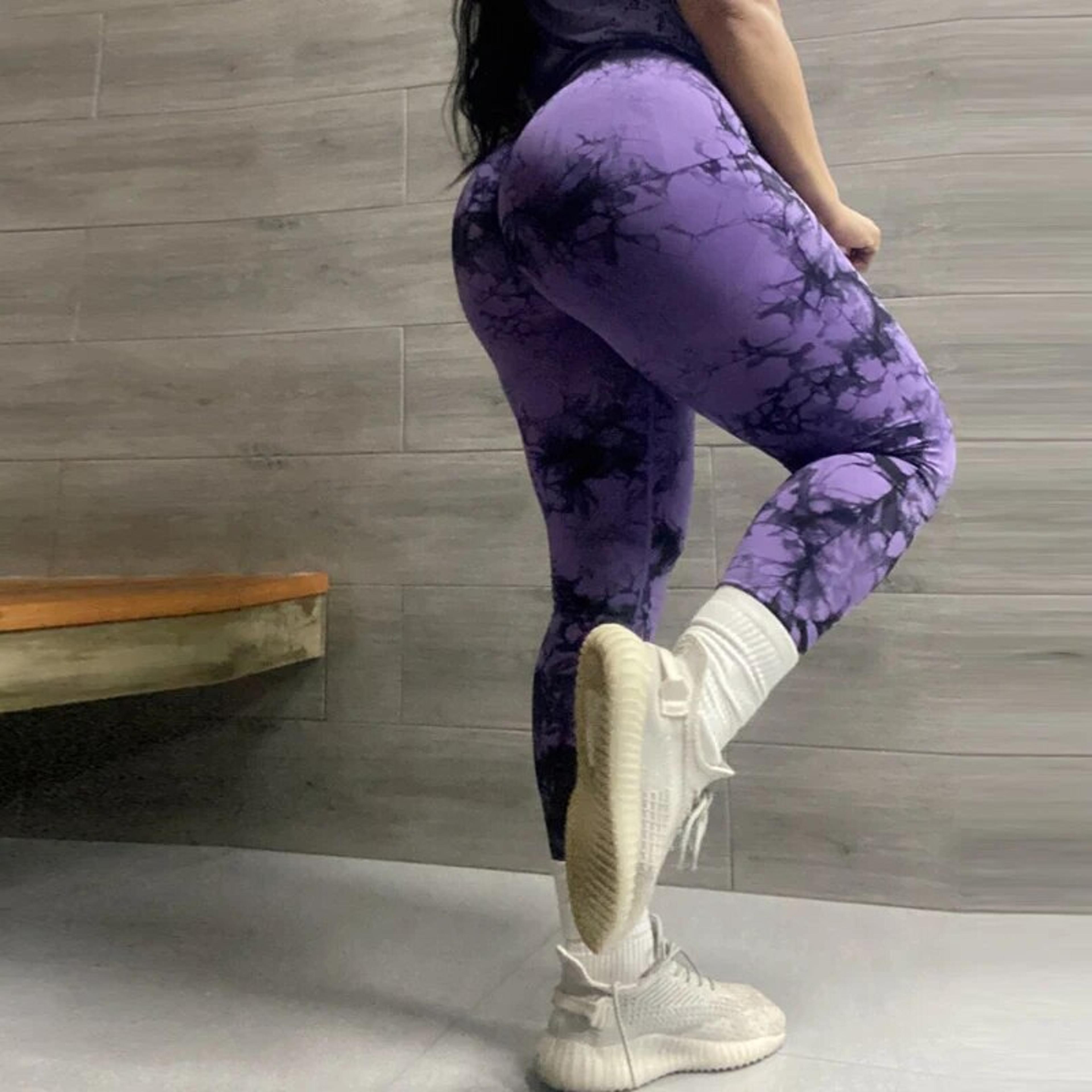 Womens High Waisted TieDye Seamless Scrunch Butt Yoga Leggings 3