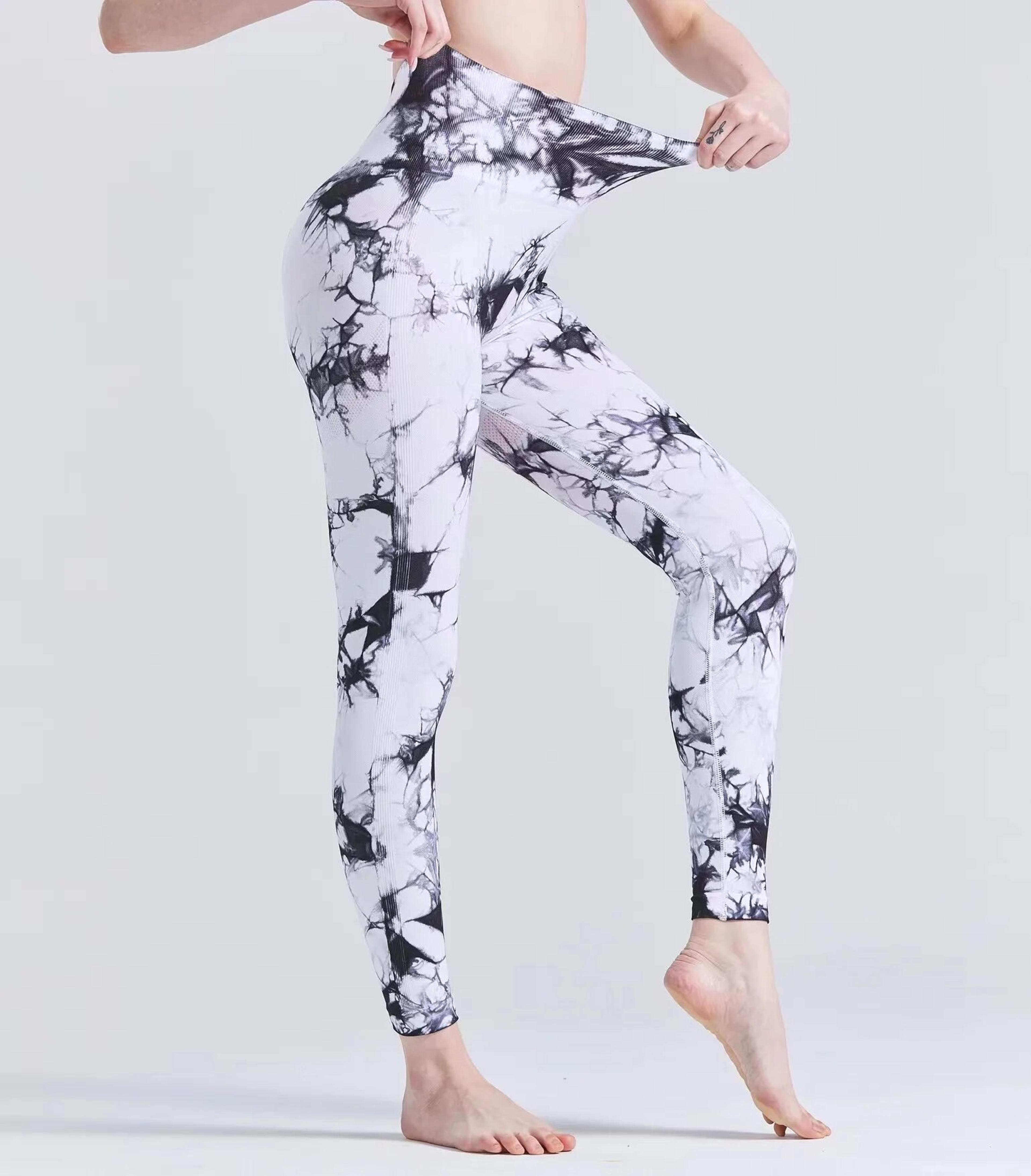 Womens High Waisted TieDye Seamless Scrunch Butt Yoga Leggings 7