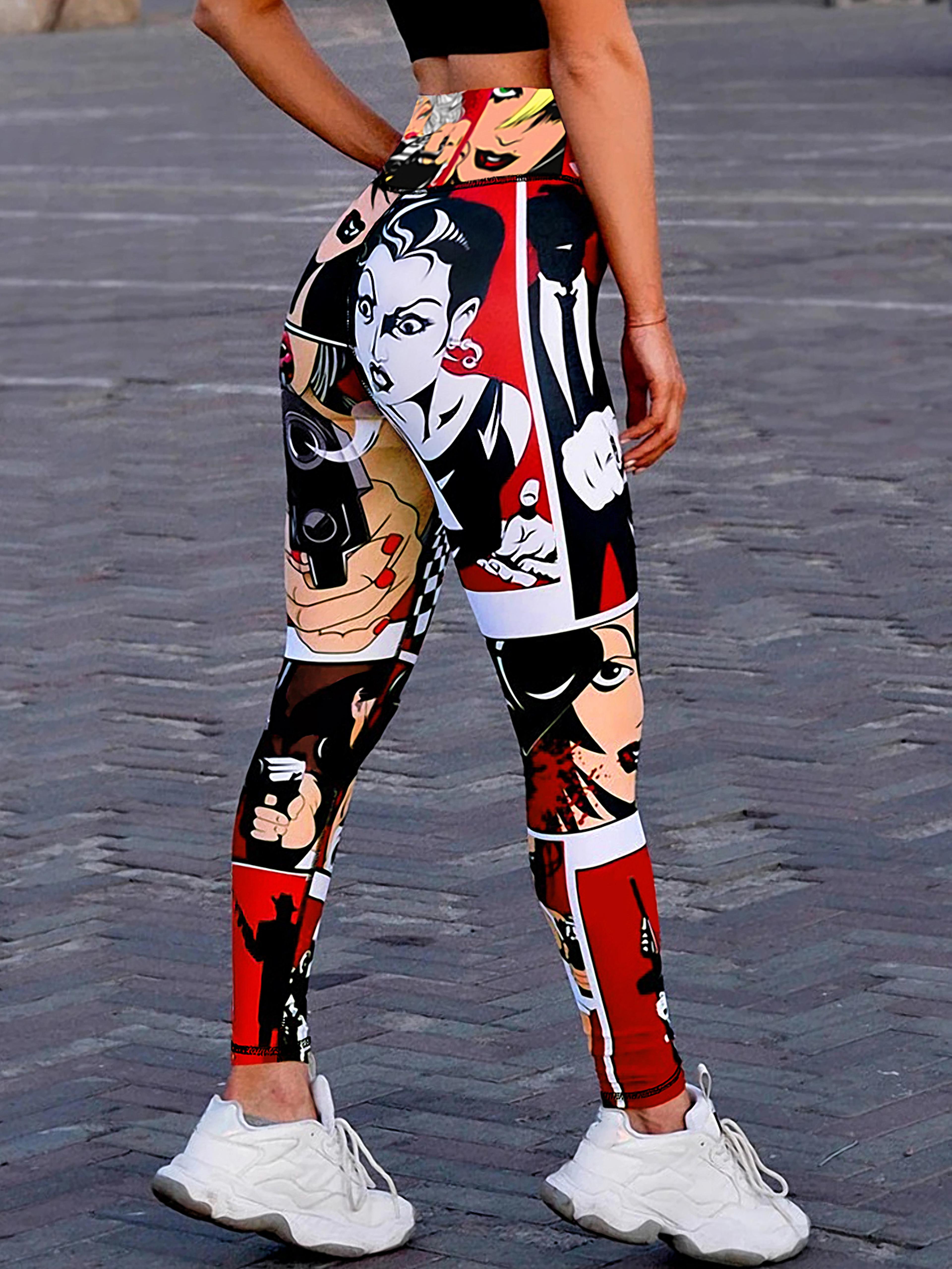 Womens HighWaisted Lip Print Yoga Leggings With Red Lips Design 5