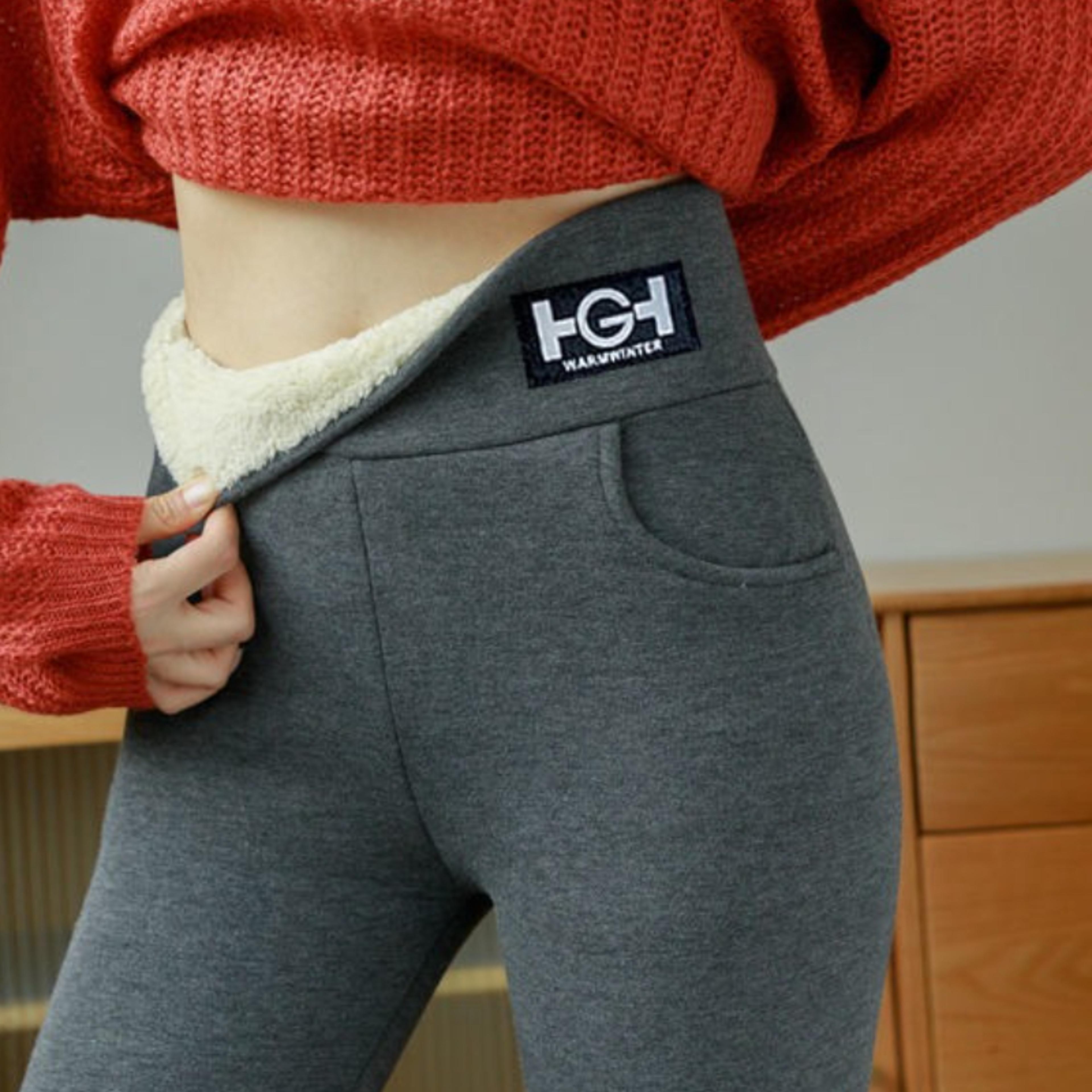women's fleece lined thermal leggings with high waist and plush interior