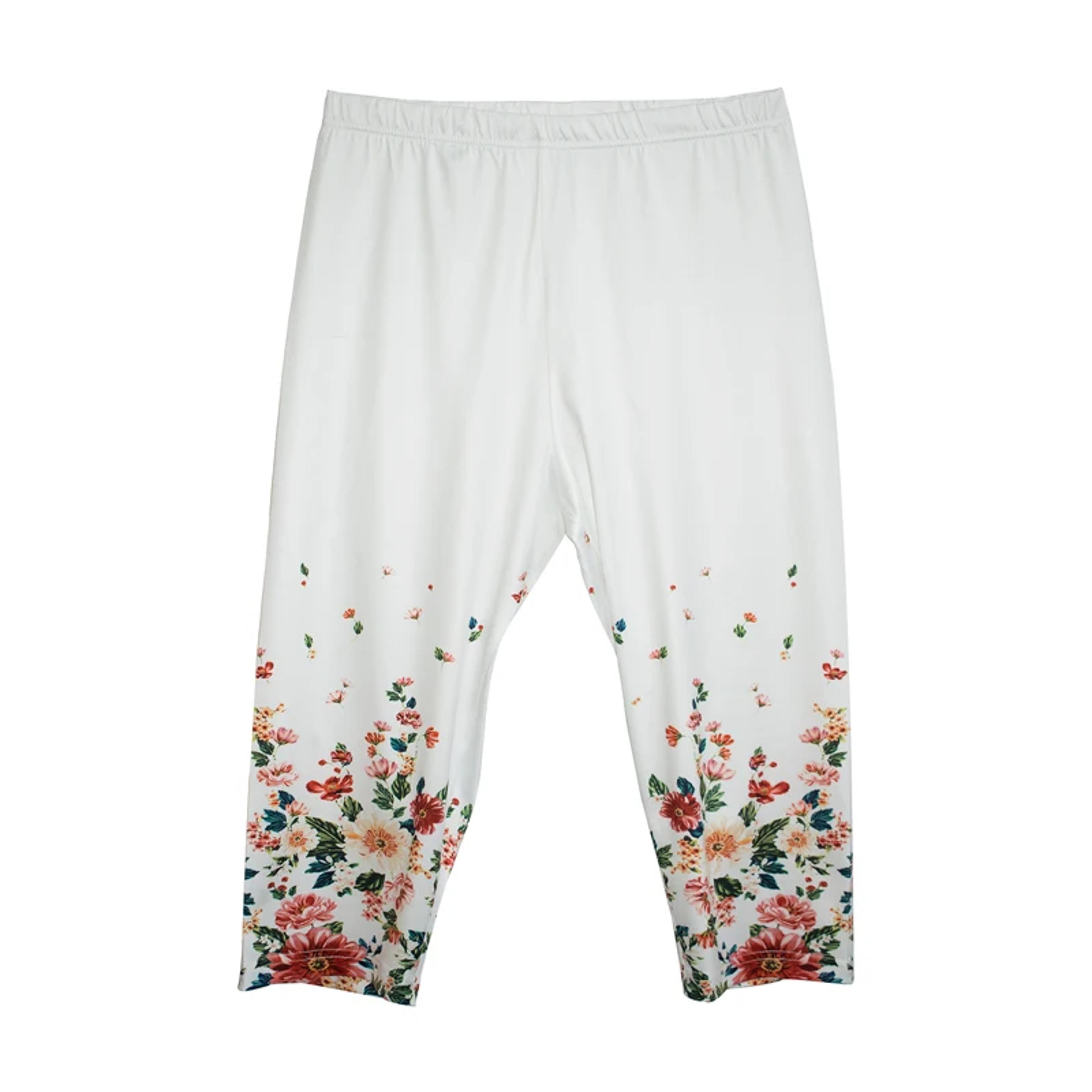 Plus Size Womens Capri Leggings With Retro Floral Print And HighStretch Fabric 5