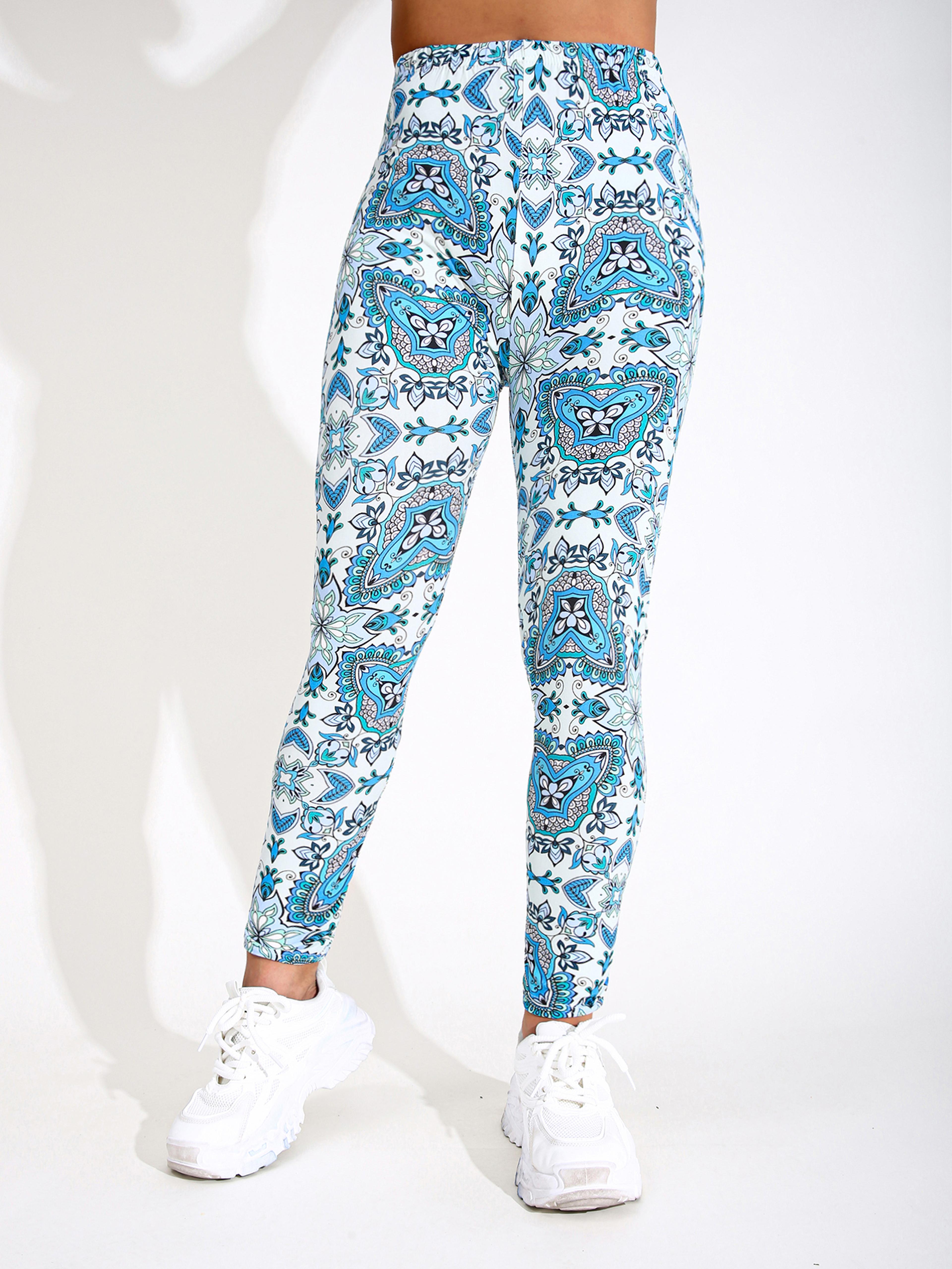 women's floral print mid waist stretch yoga leggings