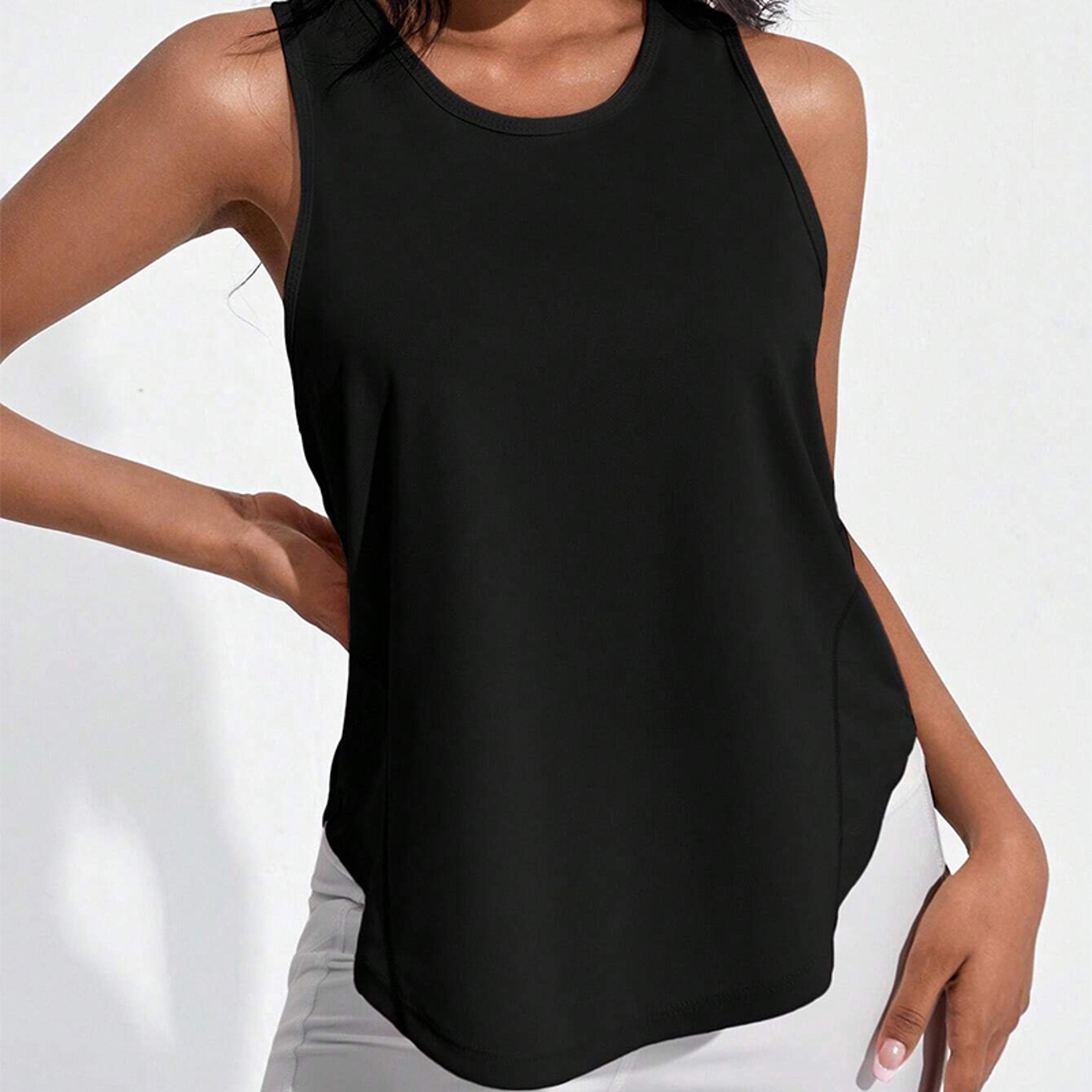 Womens Black QuickDry Sleeveless Workout Tank Top For Gym And Summer Fitness 6