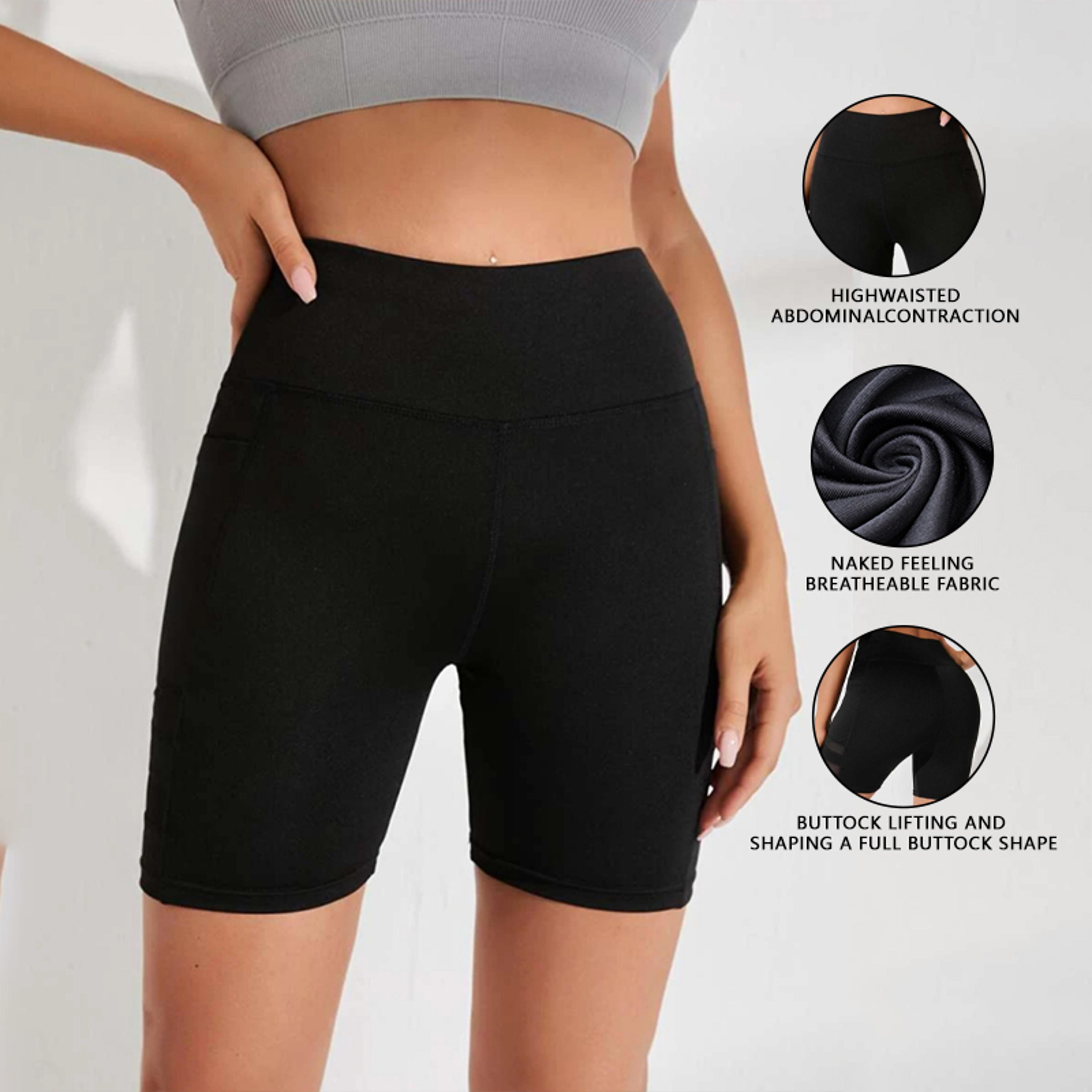 Womens High Waisted Sports Shorts With Hidden Pockets And Quick Dry Fabric 2