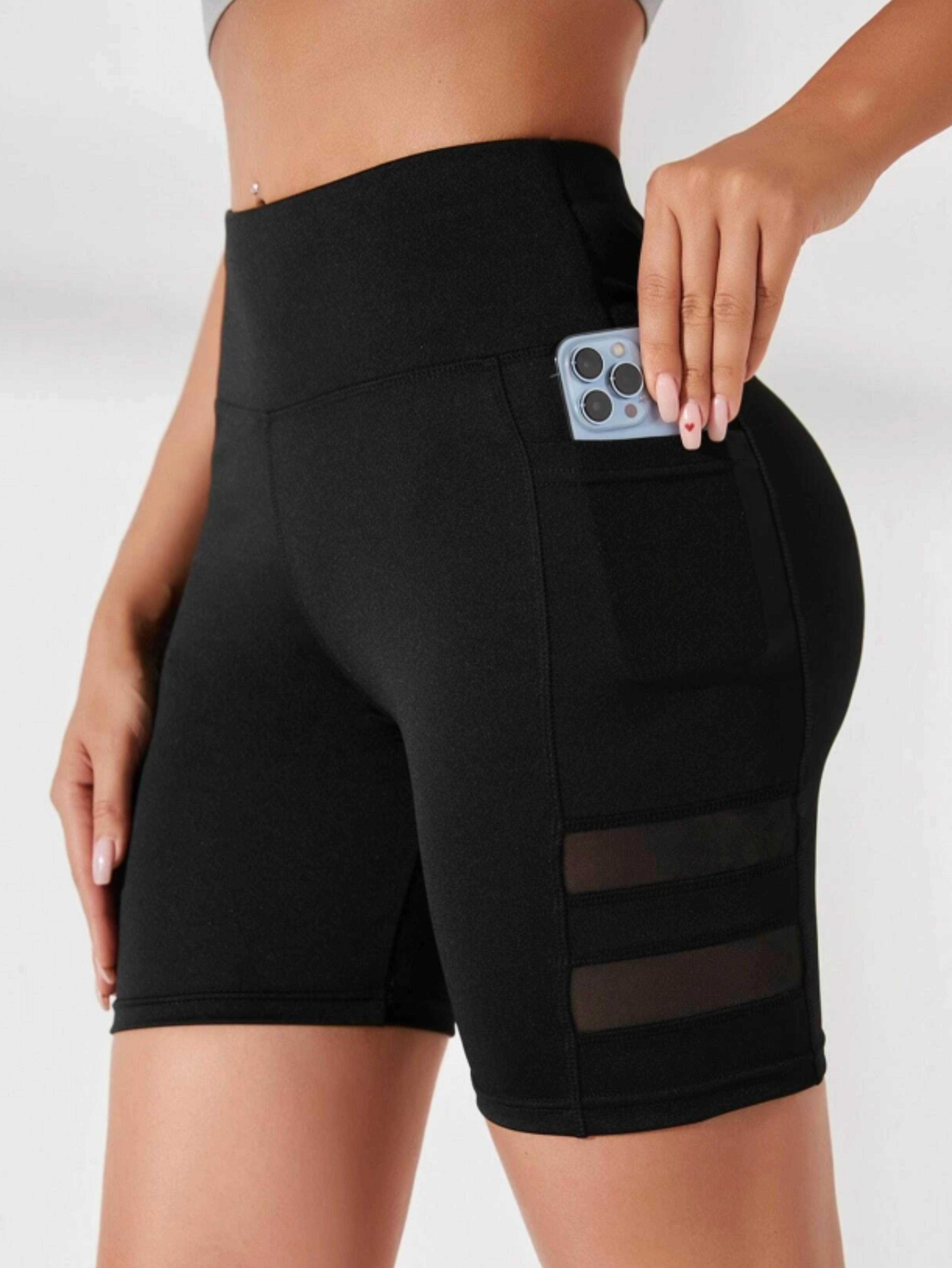 Womens High Waisted Sports Shorts With Hidden Pockets And Quick Dry Fabric 4