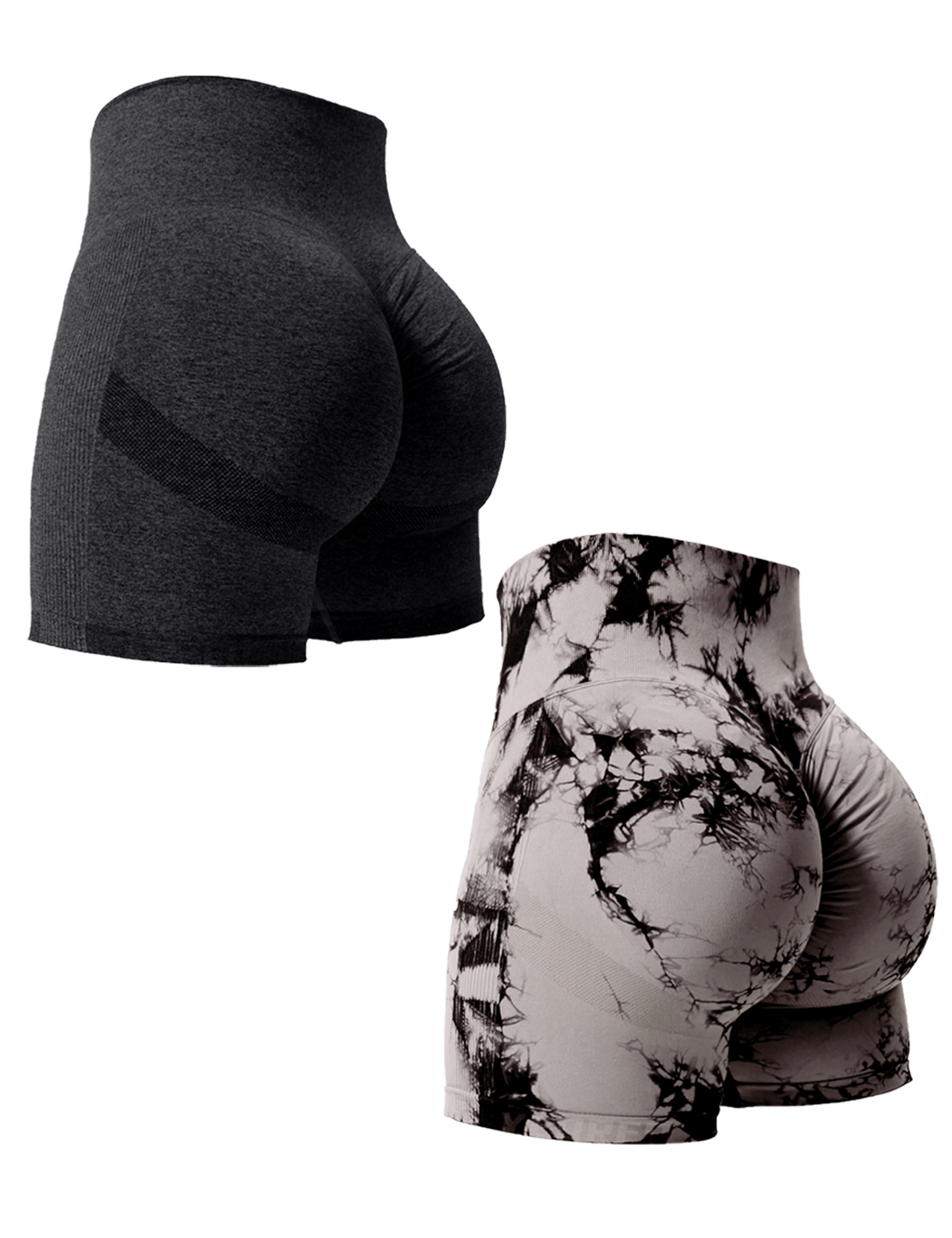 Womens High Waist Tie Dye Seamless Workout Shorts  2 Pack 8