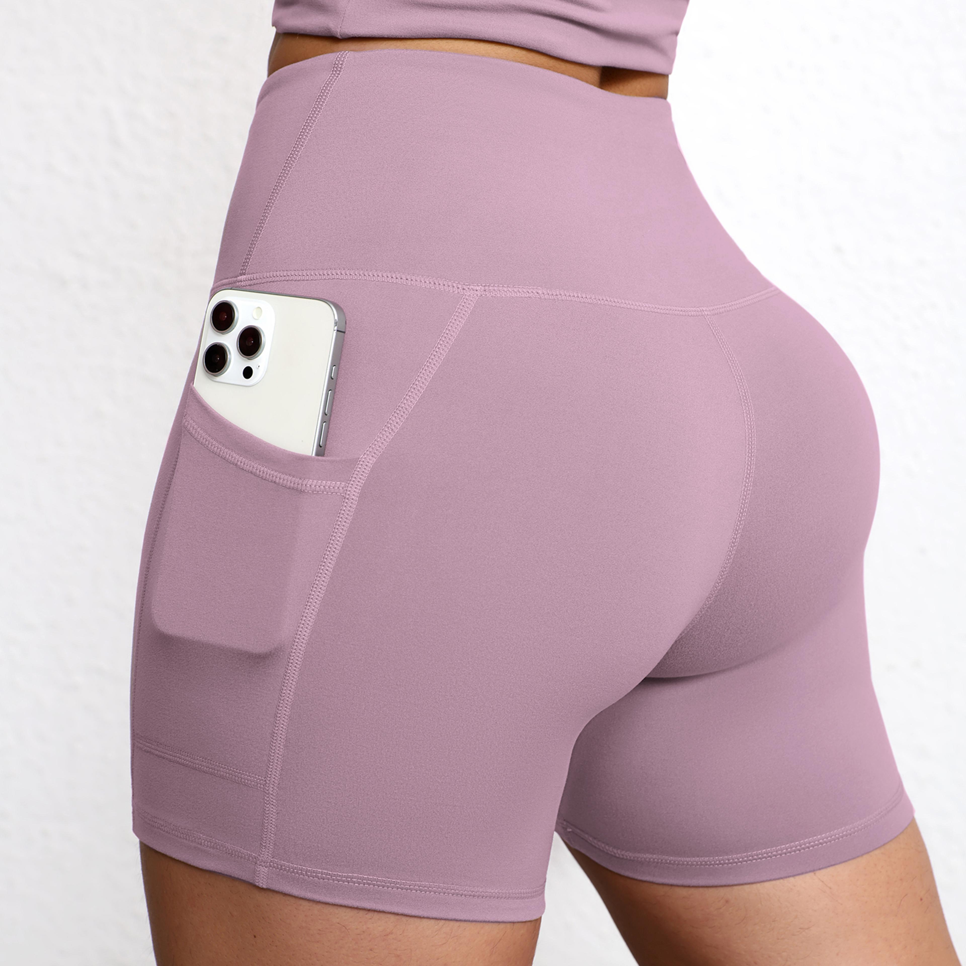 Womens High Waisted Yoga Shorts With Pockets Quick Dry Breathable Workout Shorts 9