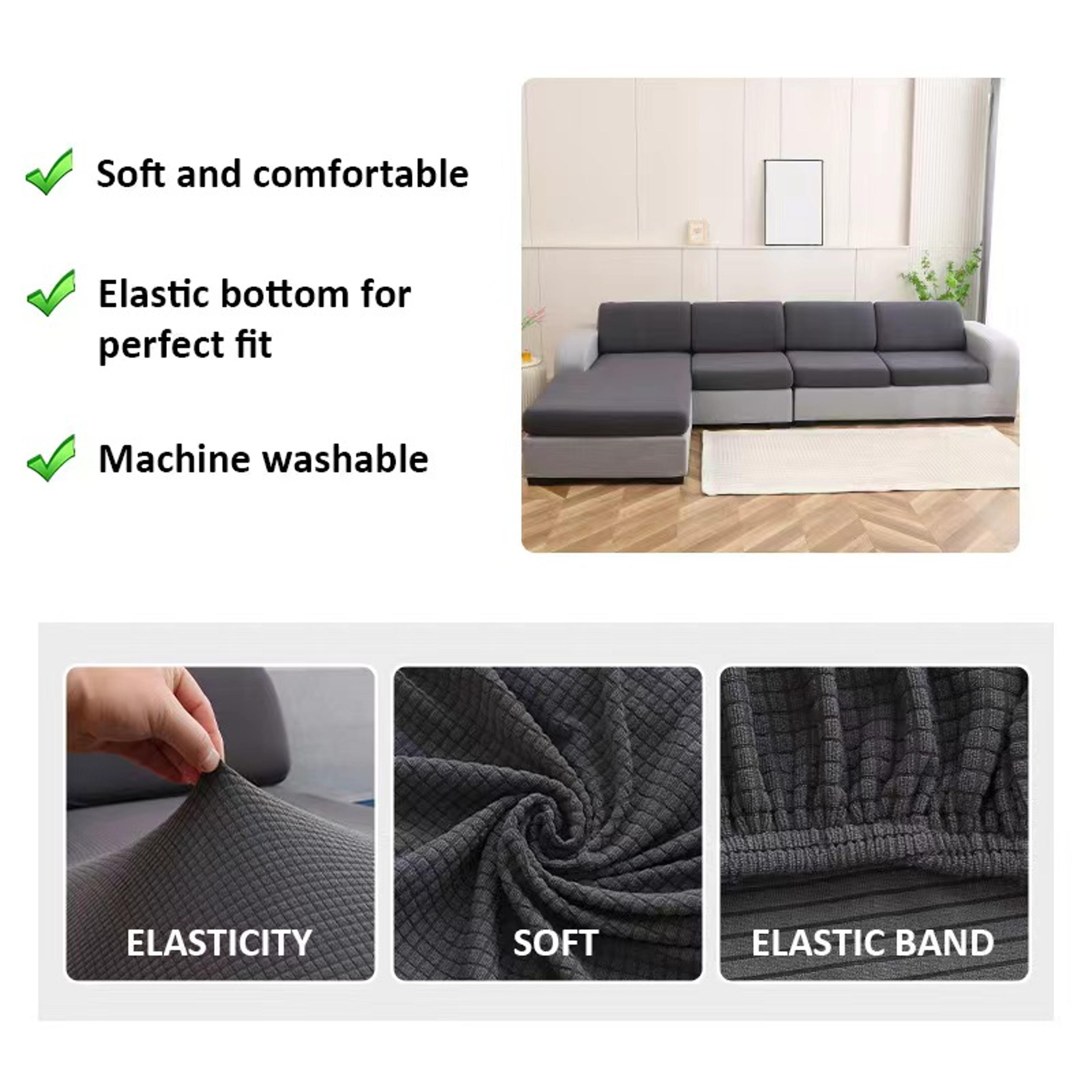 Polar Fleece Sofa Cushion Cover With Elastic AntiSlip Design 4