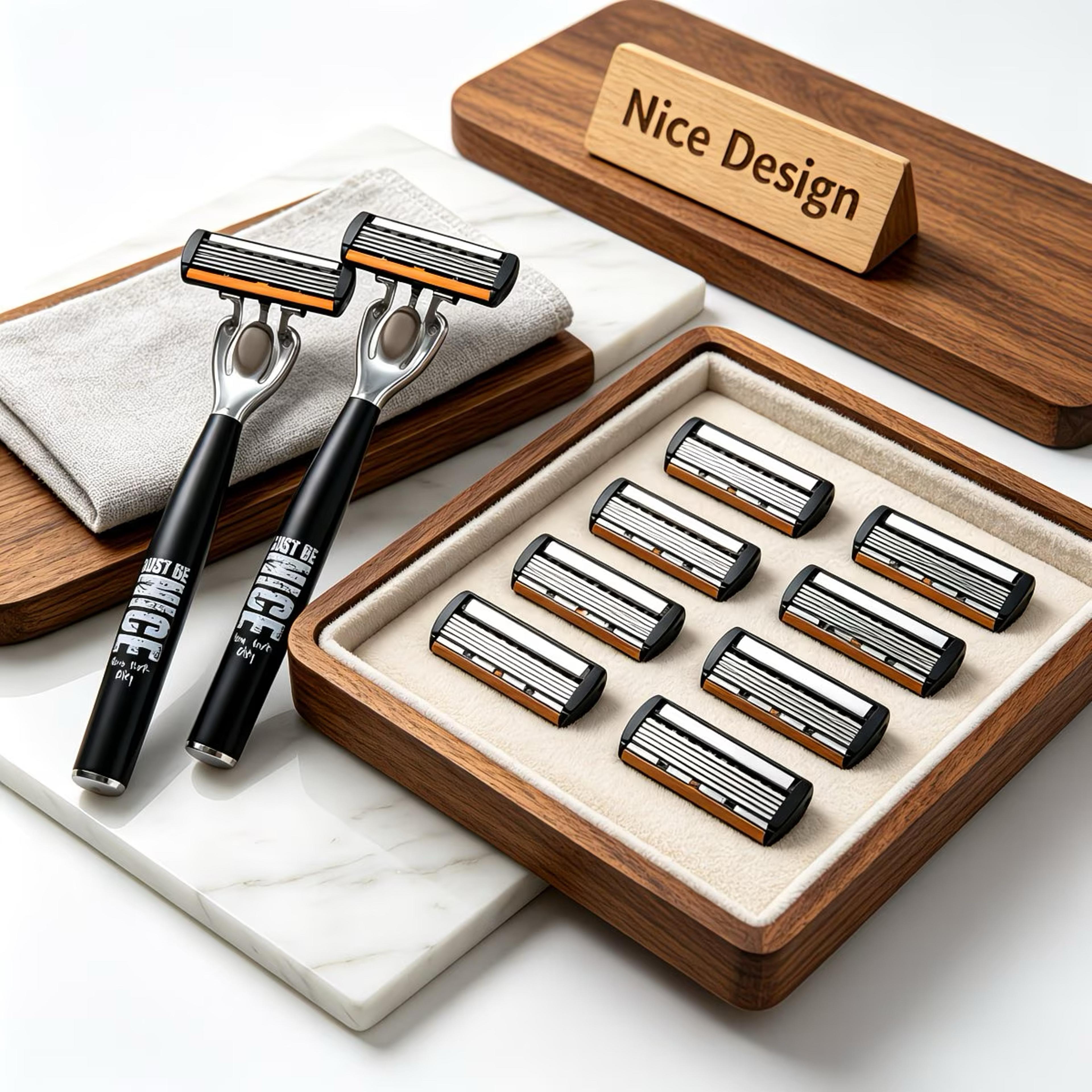 Mens Manual Safety Razor With 6 Stainless Steel Blades And Aloe Vera Strip 2