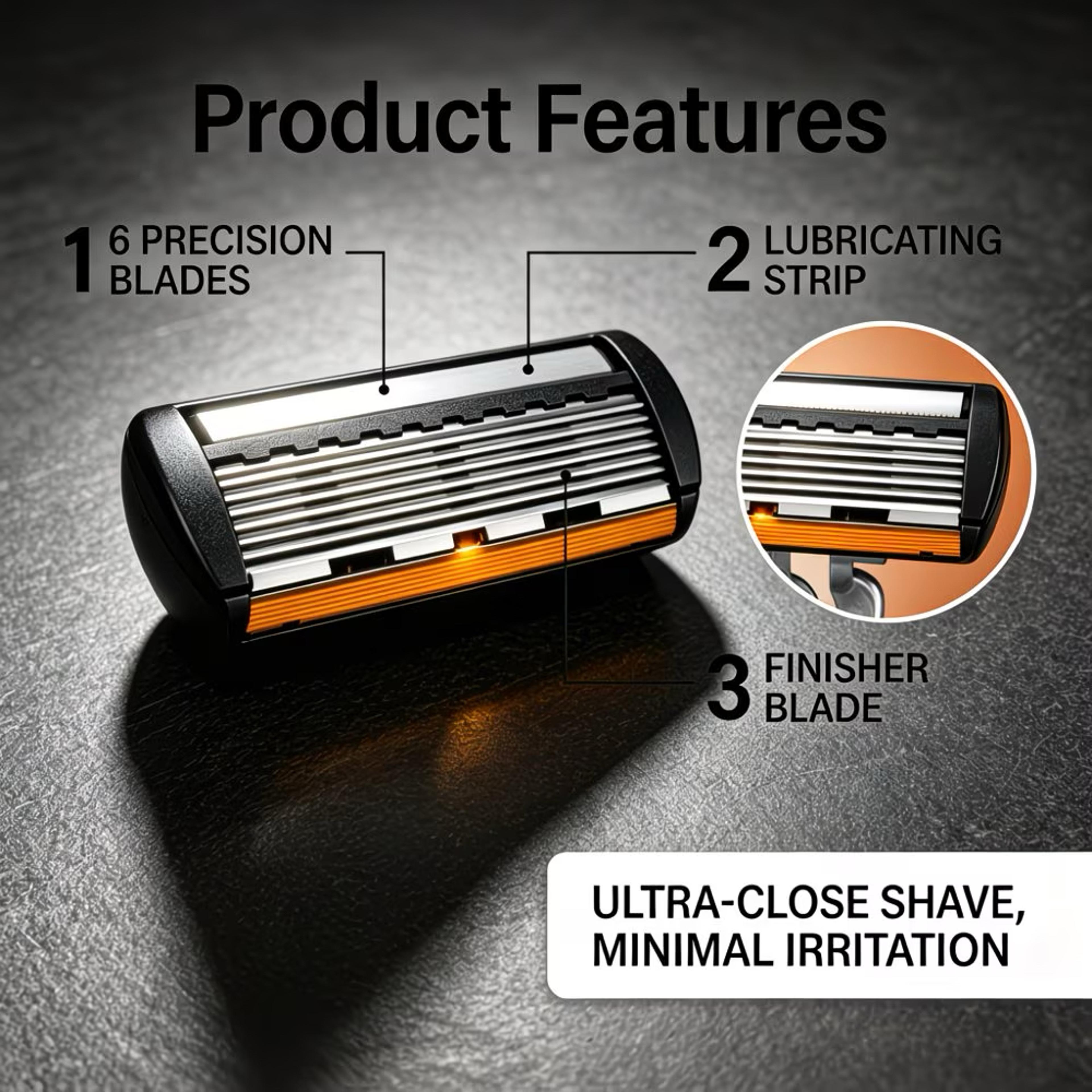 Mens Manual Safety Razor With 6 Stainless Steel Blades And Aloe Vera Strip 5