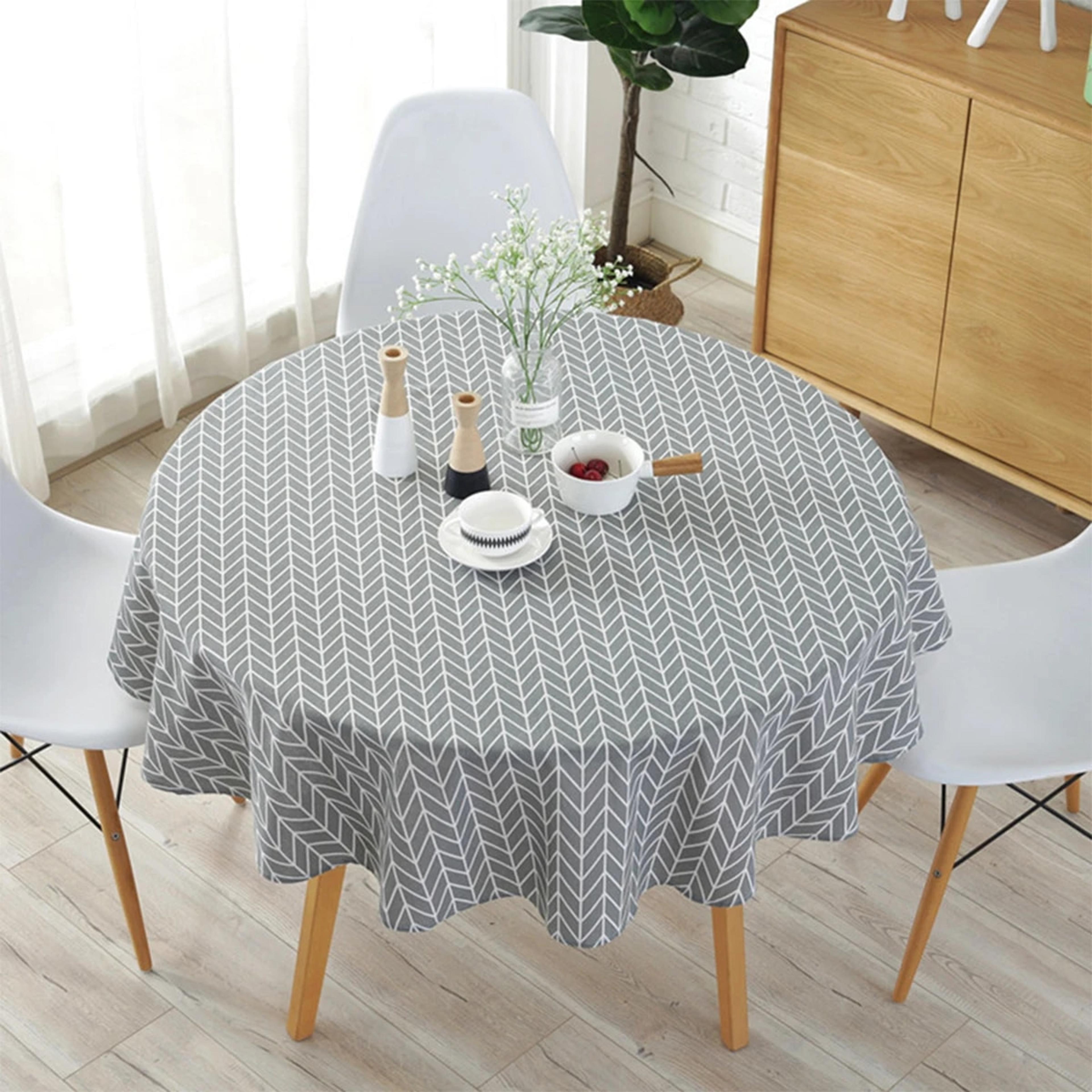 round tablecloth cotton linen plain table cloth cover for dining, tea, party, picnic - home decor