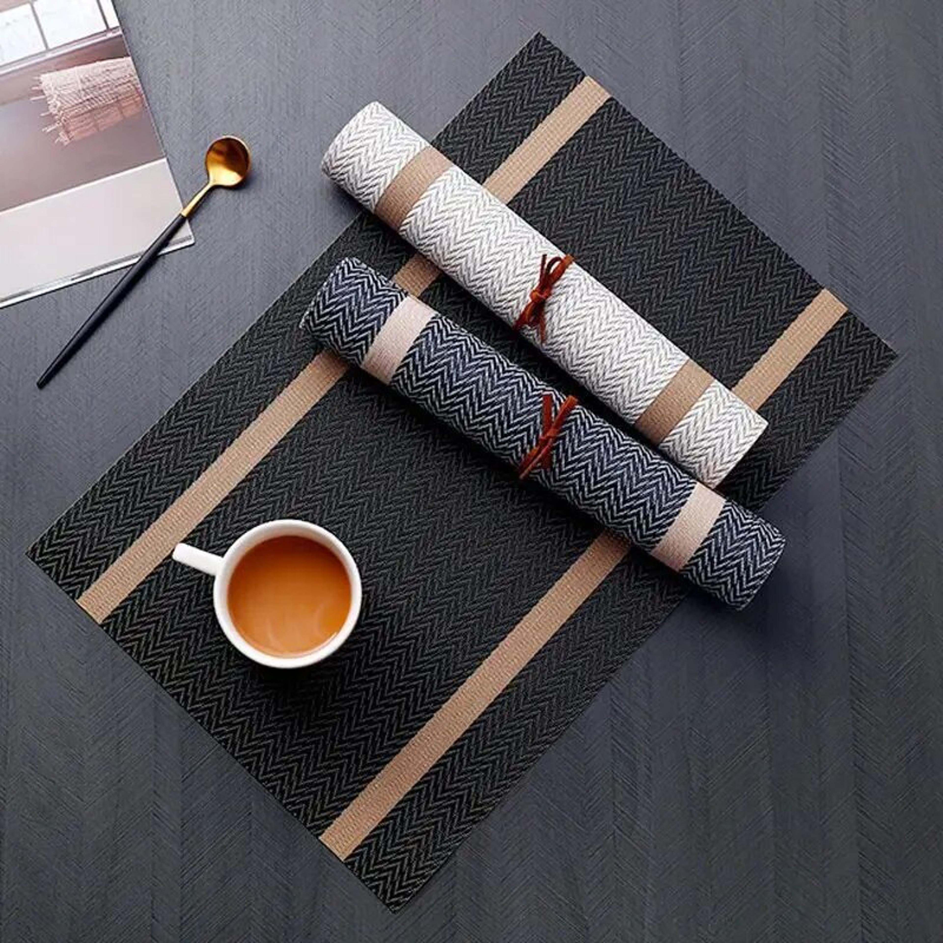 set of pvc placemats: dining table linens for cups, wine & decor - 2/4 piece mat set