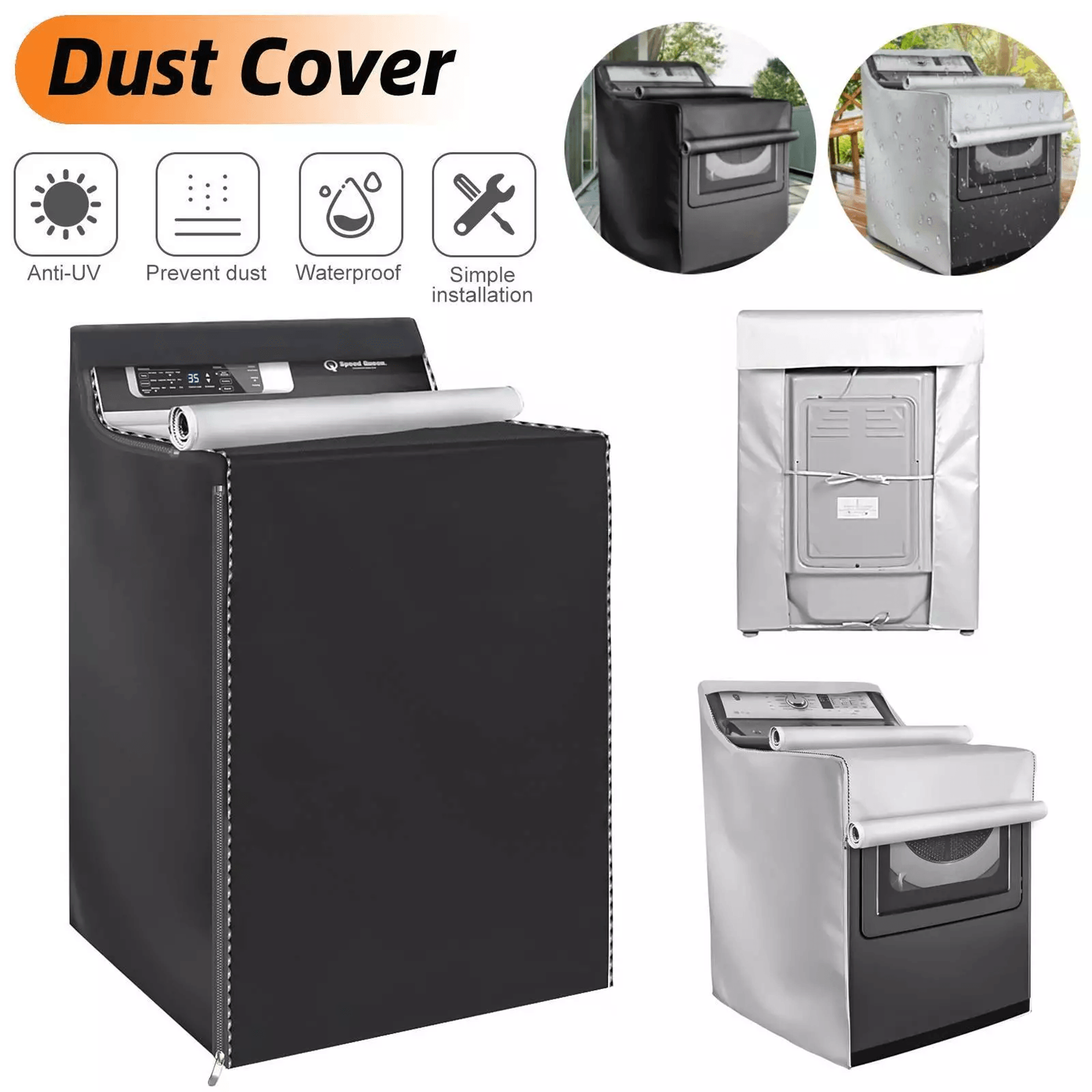 waterproof washing machine top dust cover, oxford cloth laundry washer dryer protect, dustproof outdoor cover