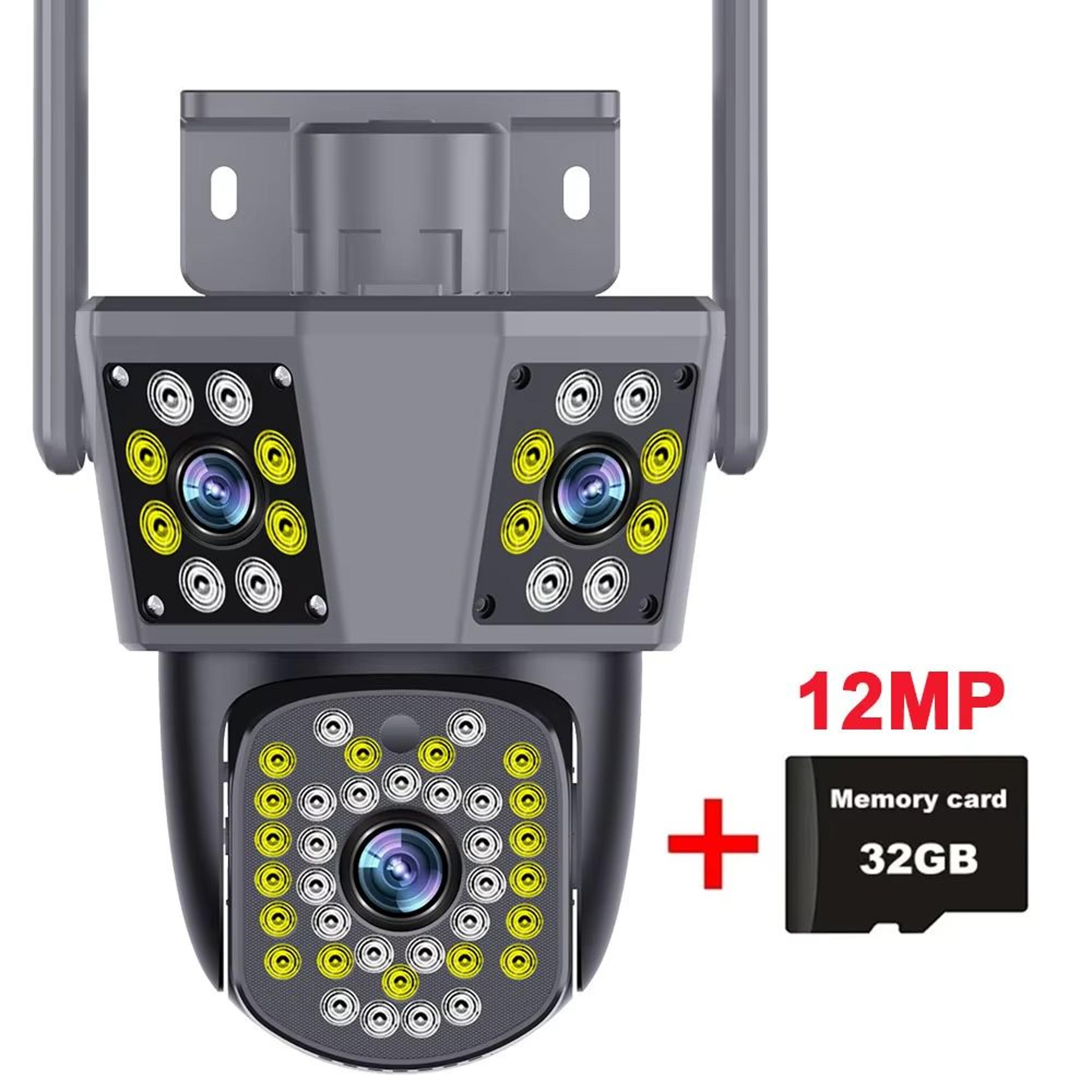 6K 12MP WiFi Surveillance Camera Outdoor Triple Lens Triple Screen PTZ Motion Detection IP Security 7