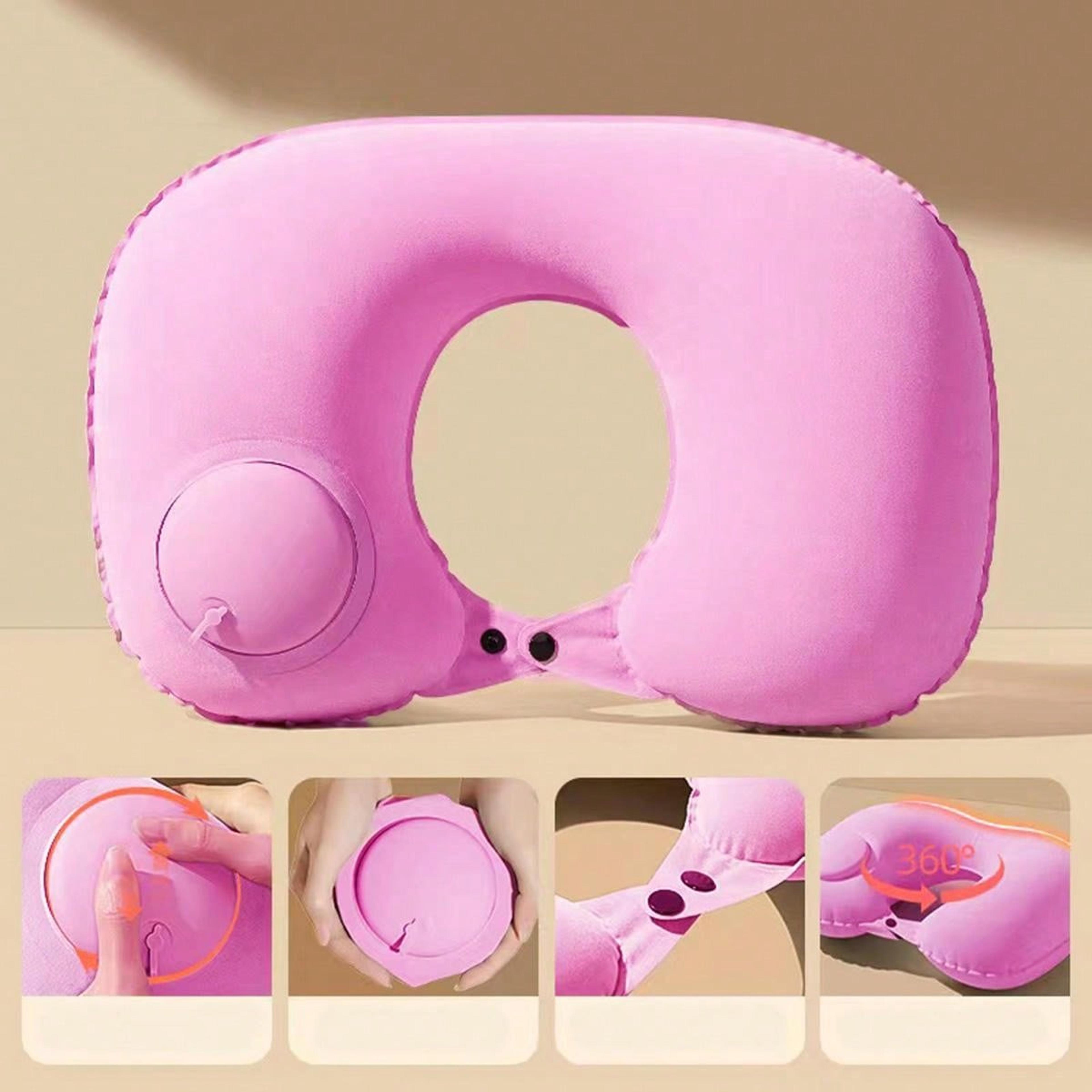 portable inflatable travel pillow for neck and lumbar support
