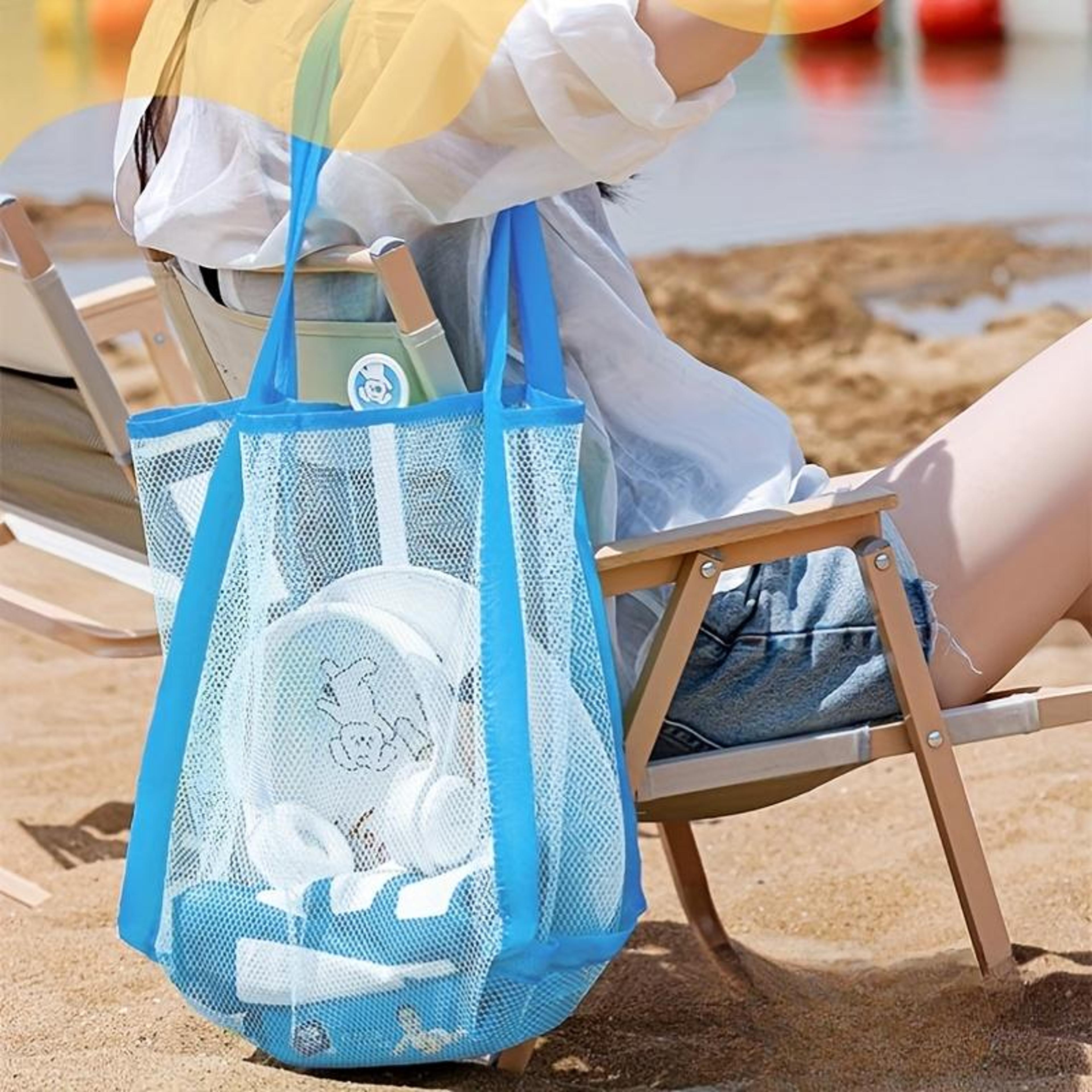 sand-free mesh beach bag large capacity foldable toy storage tote