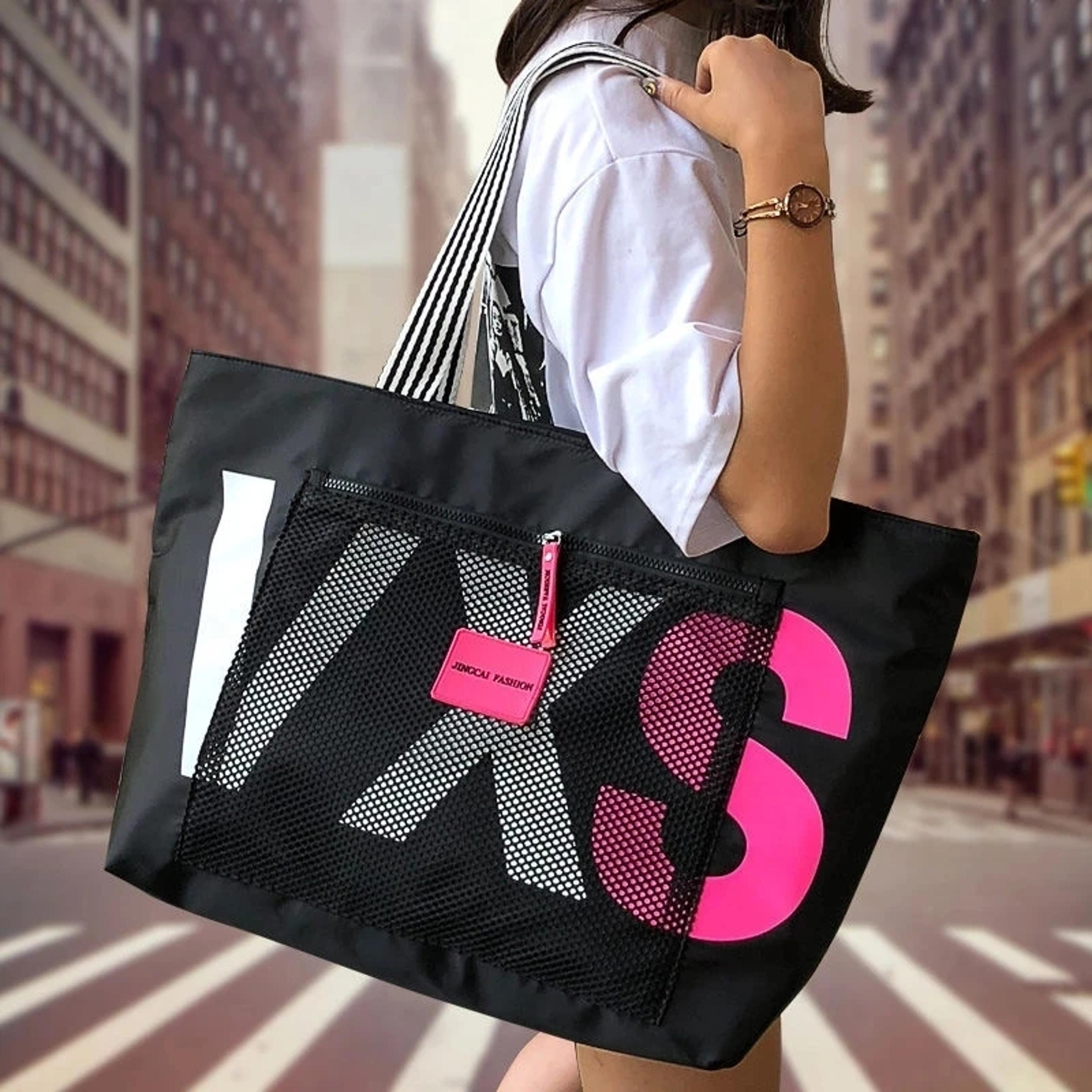 waterproof large capacity beach tote bag for women travel shopping shoulder bag