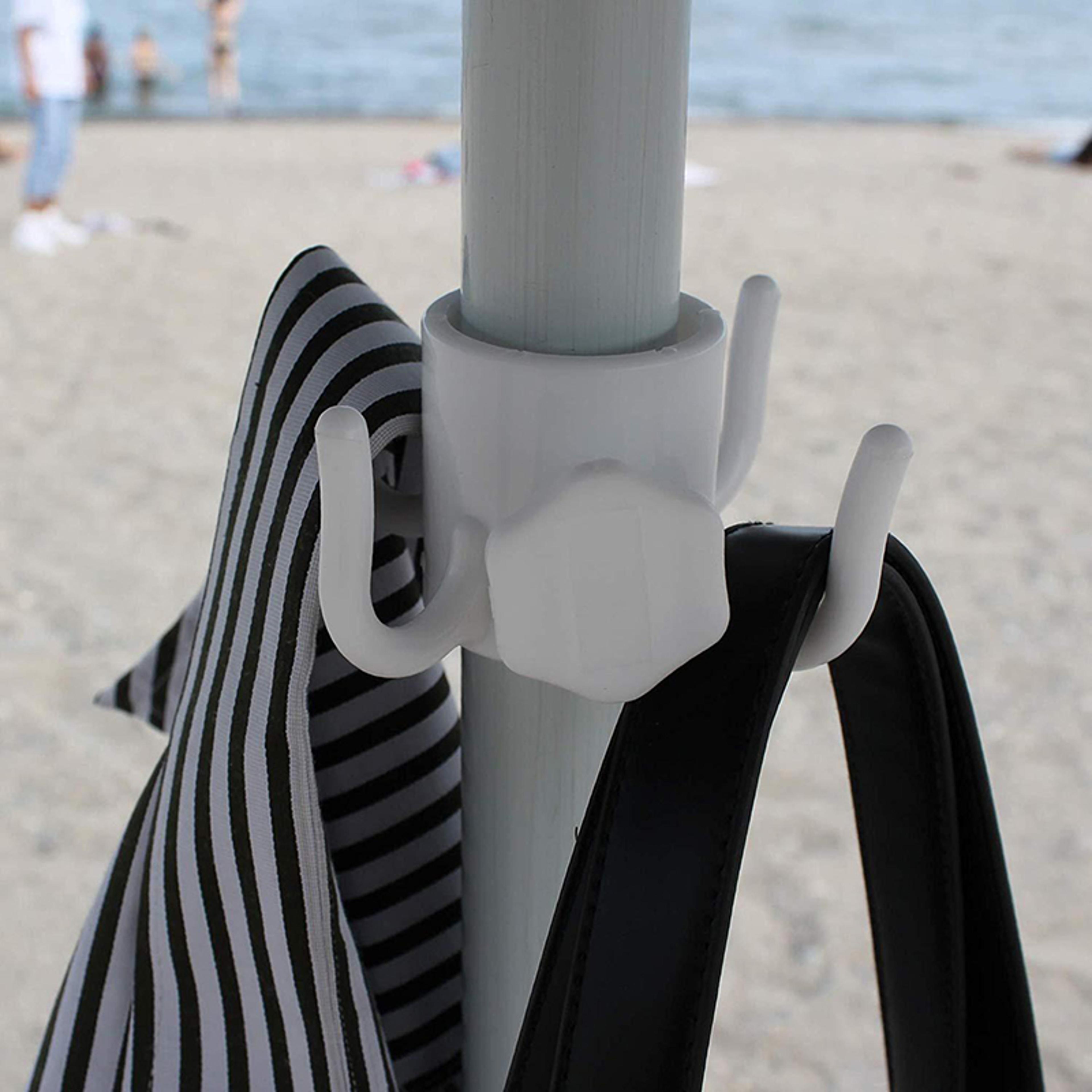 beach umbrella hook prong hanging rack for towels bags and accessories