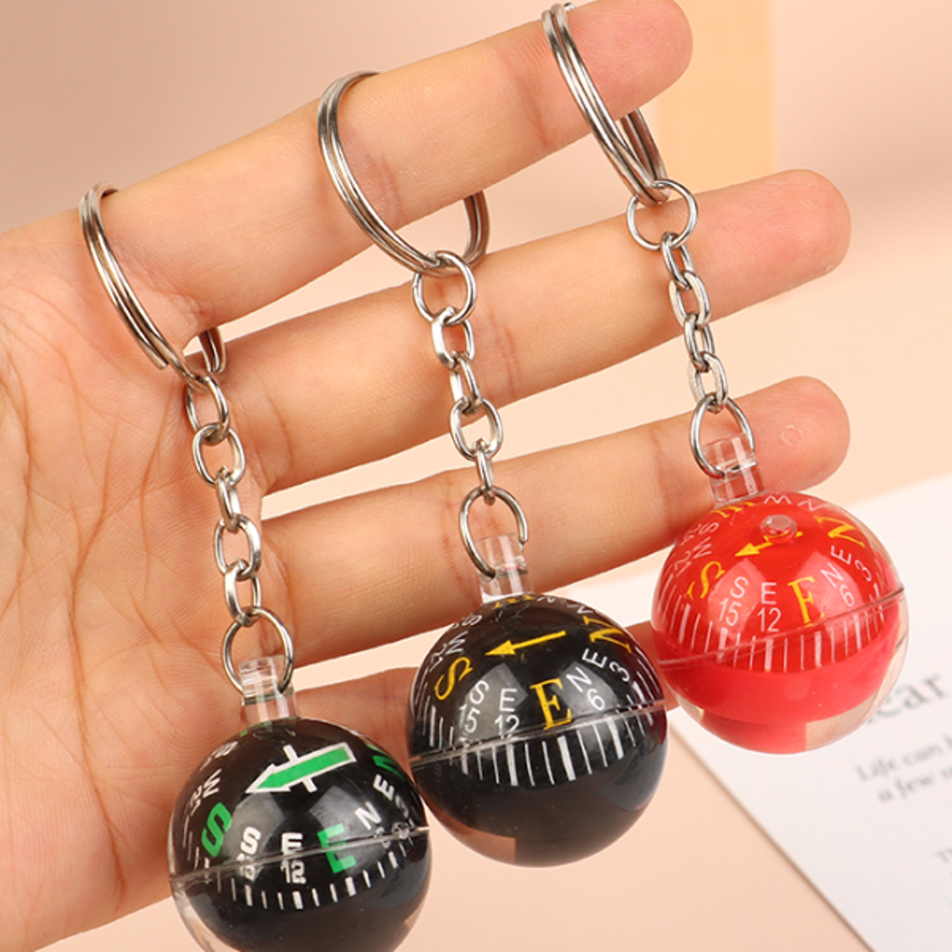mini ball compass keychain portable outdoor direction finder backpack charm