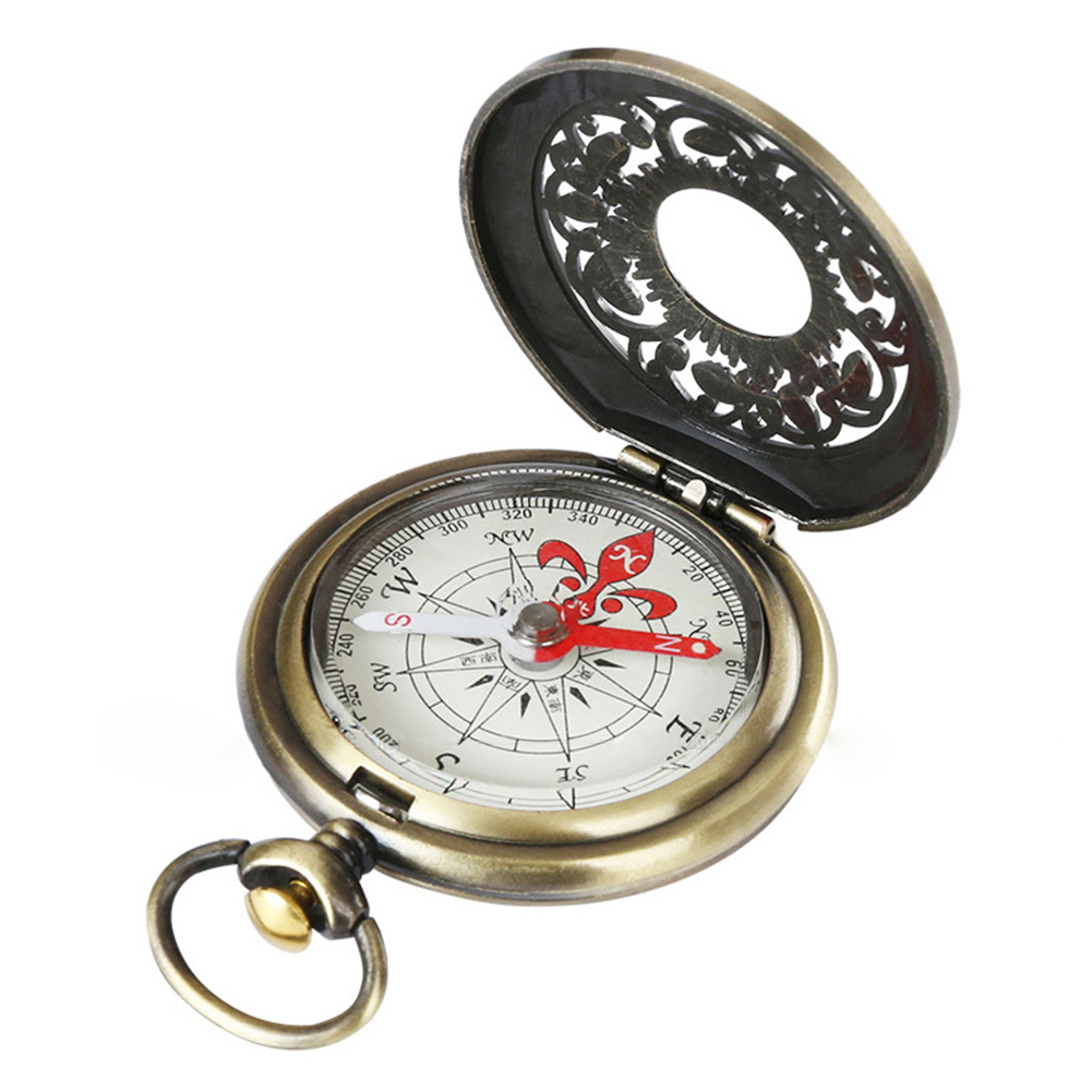 Vintage Bronze Pocket Compass Retro Hiking Navigation Tool Gift For Kids And Adults 2