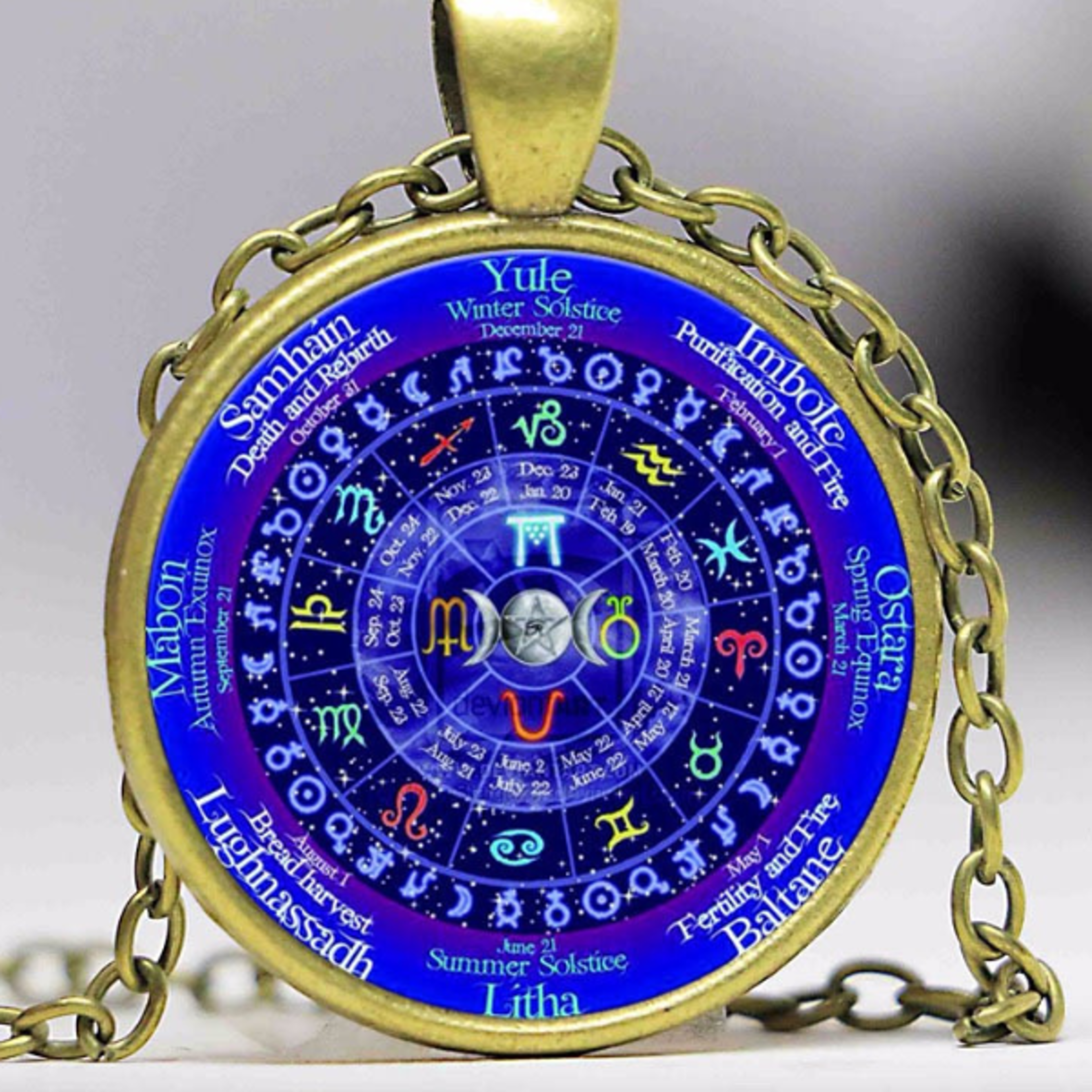 wiccan pentagram necklace vintage zodiac pendant spiritual protection jewelry