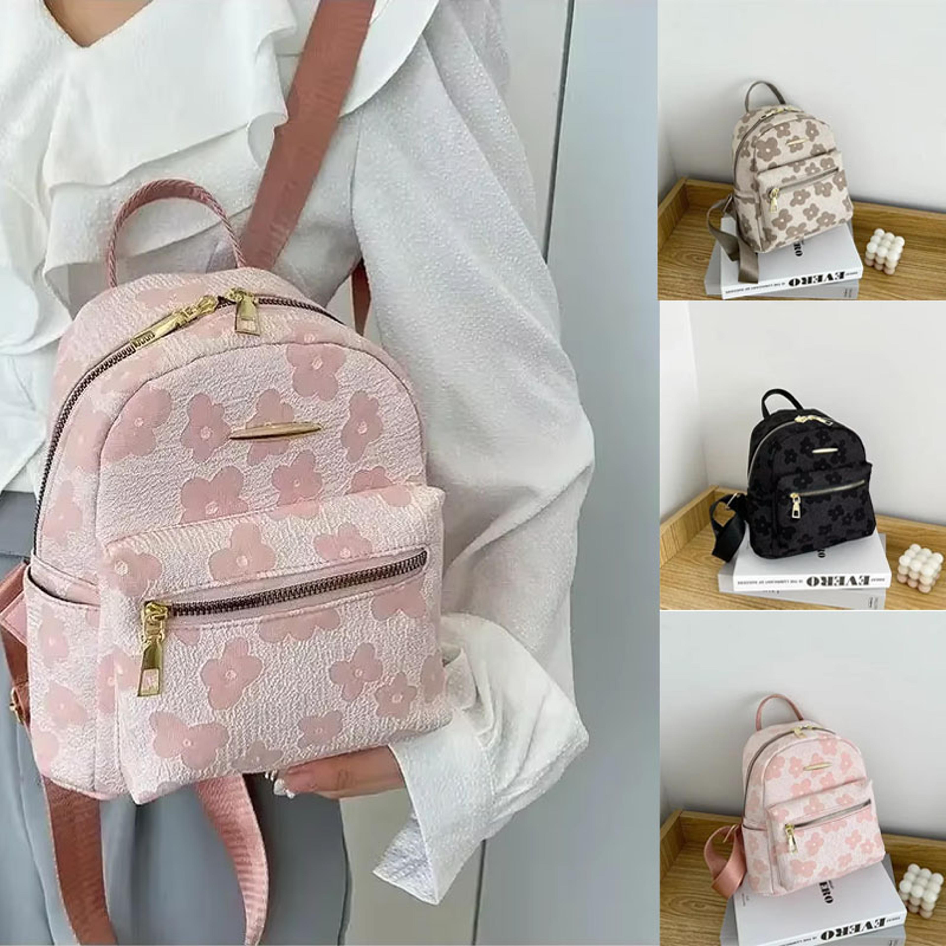 floral mini leather backpack for women small shoulder bag phone pouch travel purse