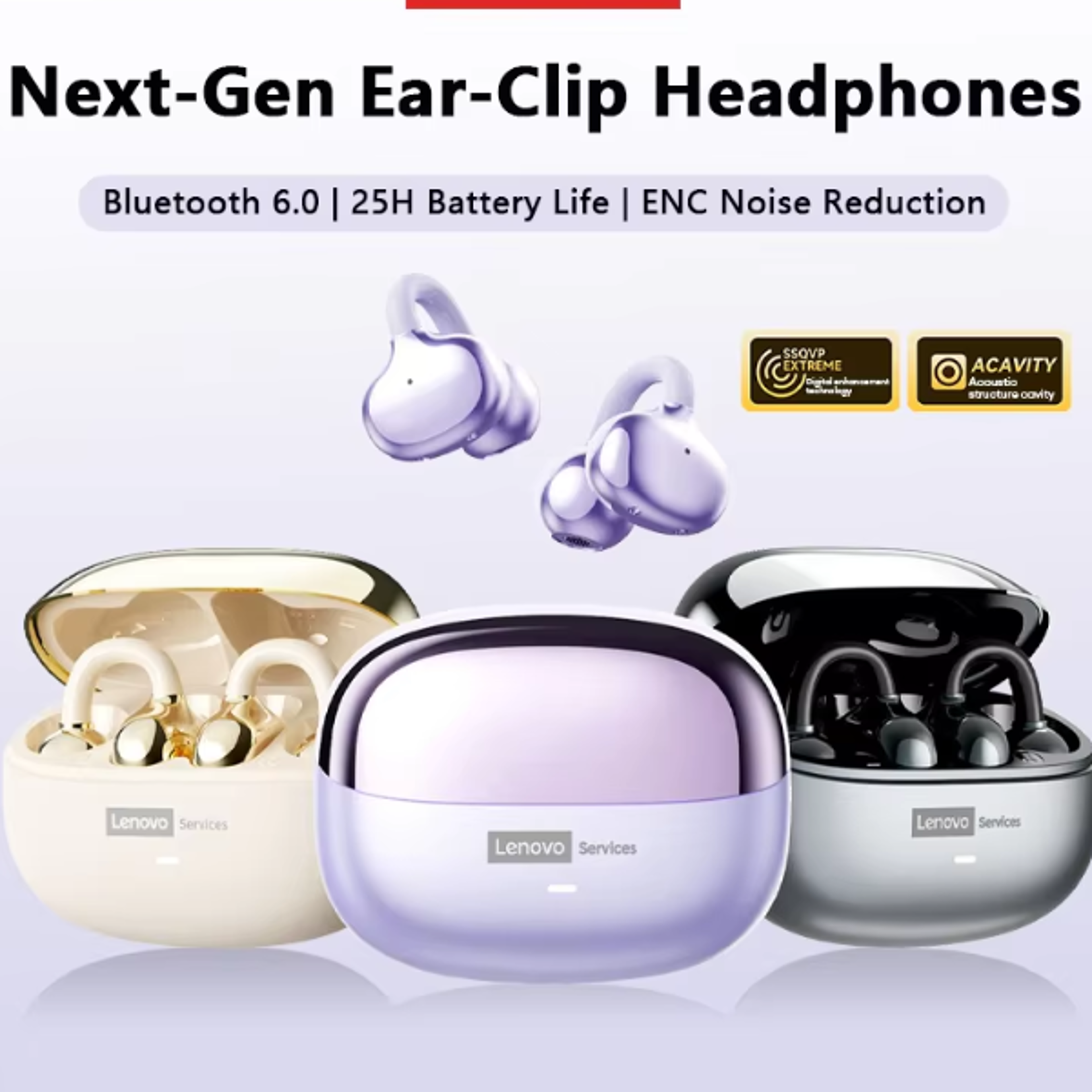 wireless bluetooth ear clip headphones noise cancelling sports earbuds