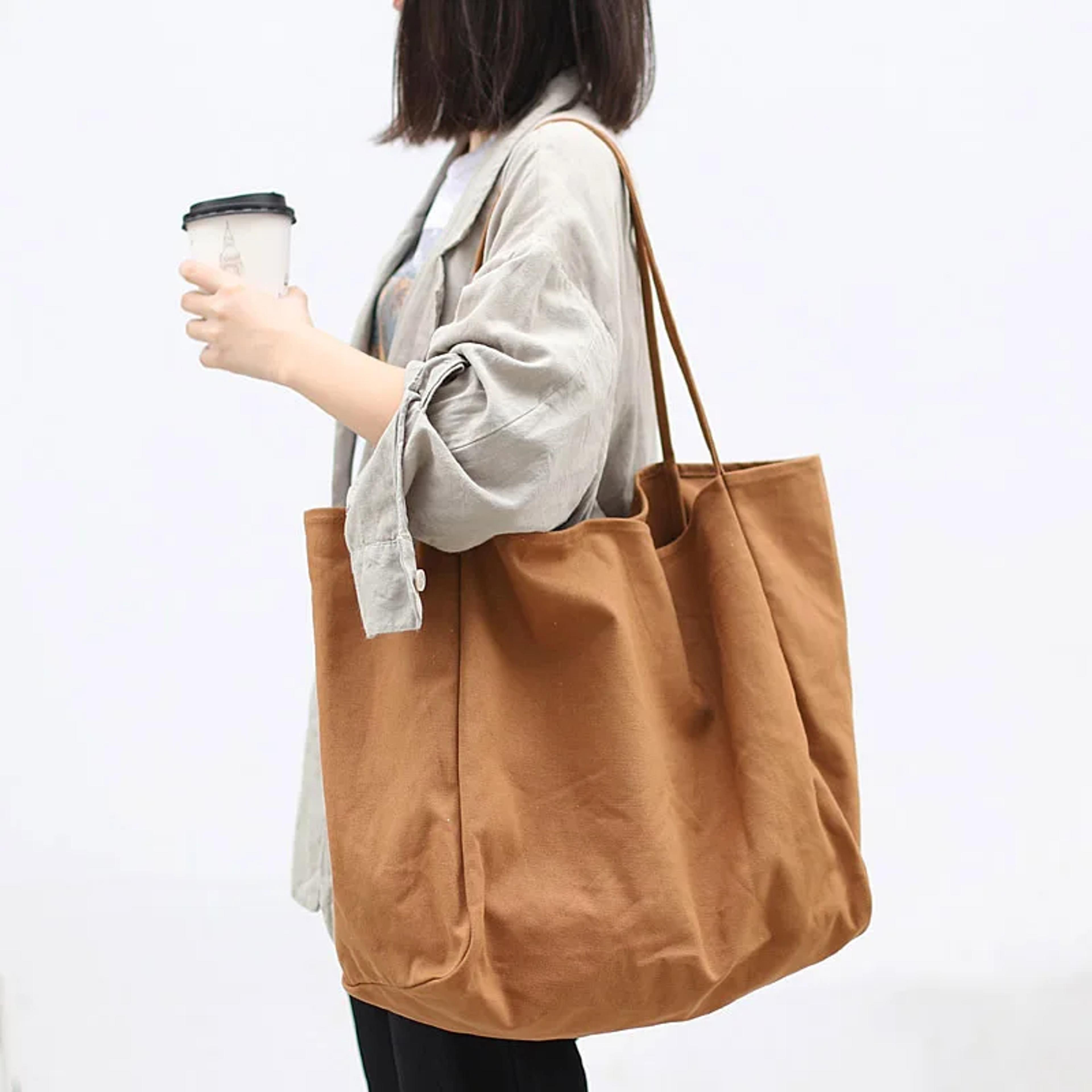 large capacity canvas tote bag reusable shoulder bag for women everyday shopping