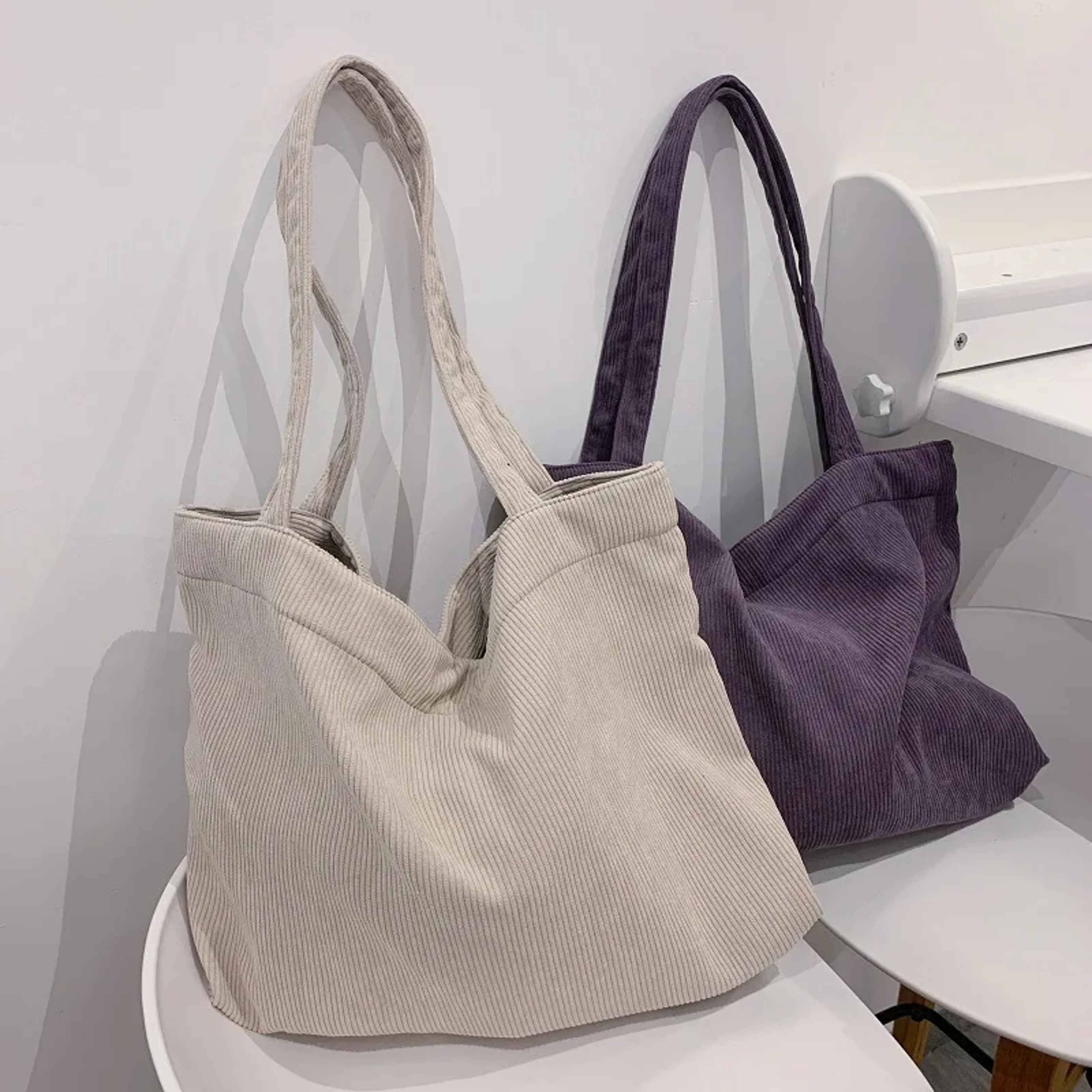 corduroy tote bag for women large capacity shoulder shopper bag