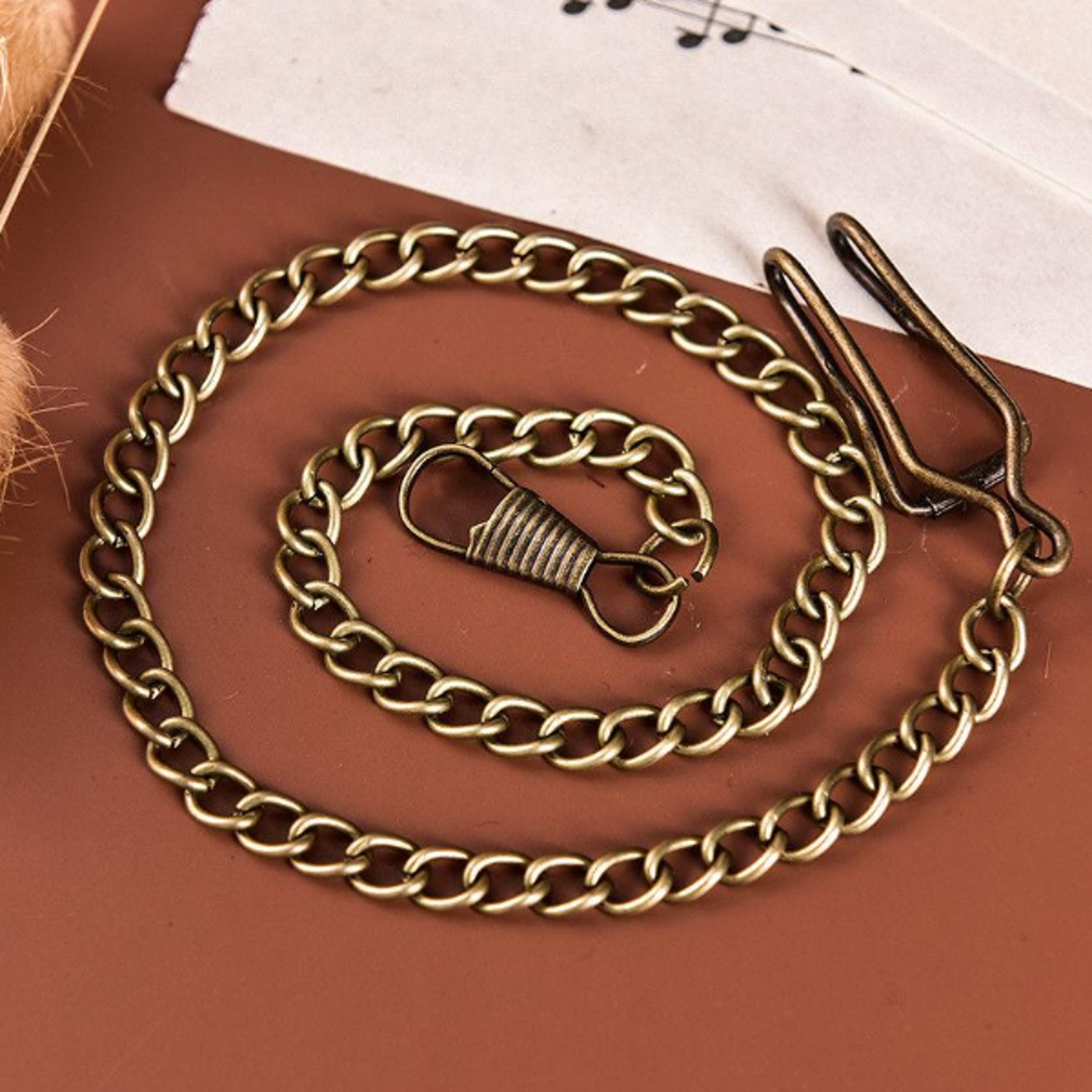 vintage bronze pocket watch chain stainless steel clip antique watch accessory