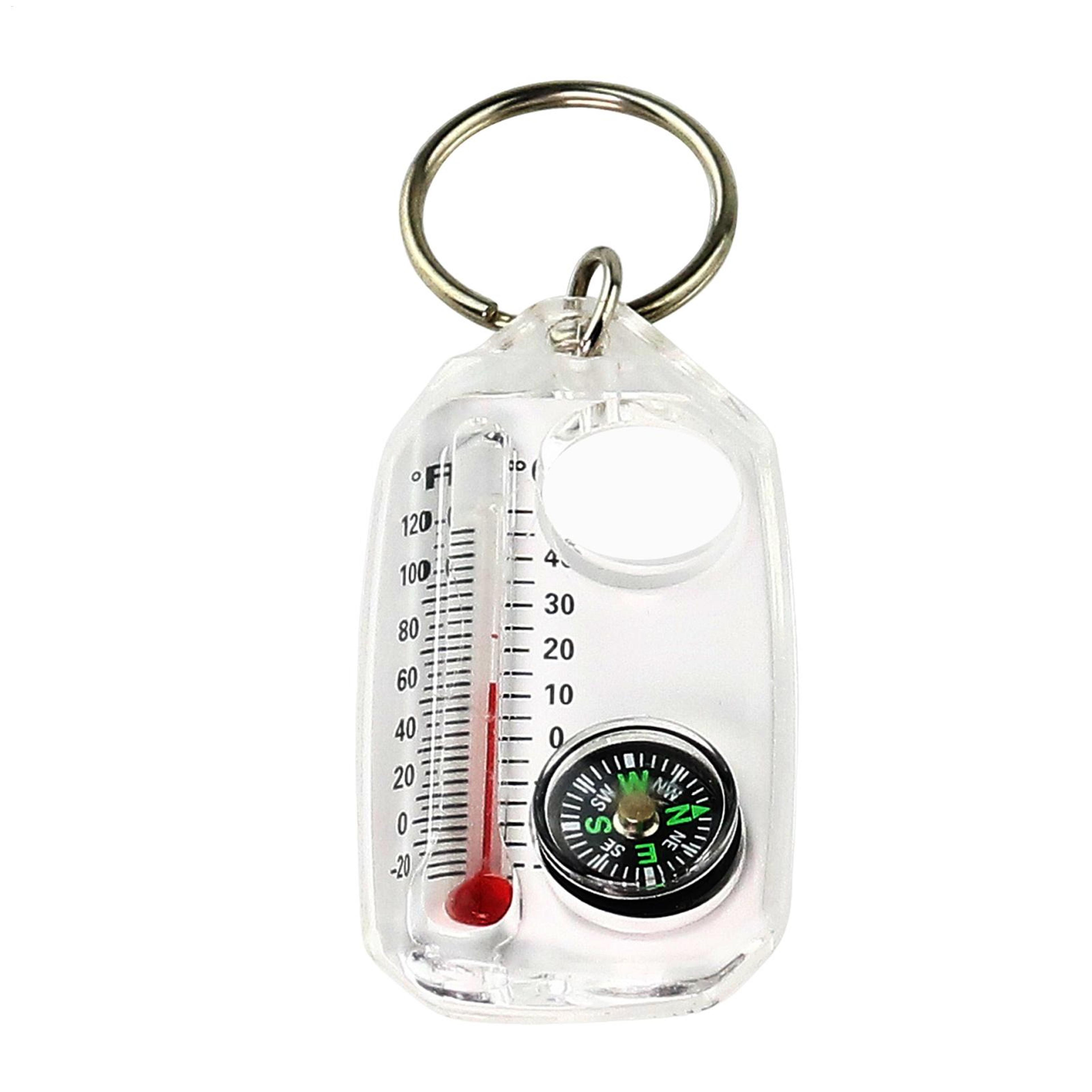 Mini Survival Compass Keychain With Thermometer For Camping Hiking Navigation Tool 2