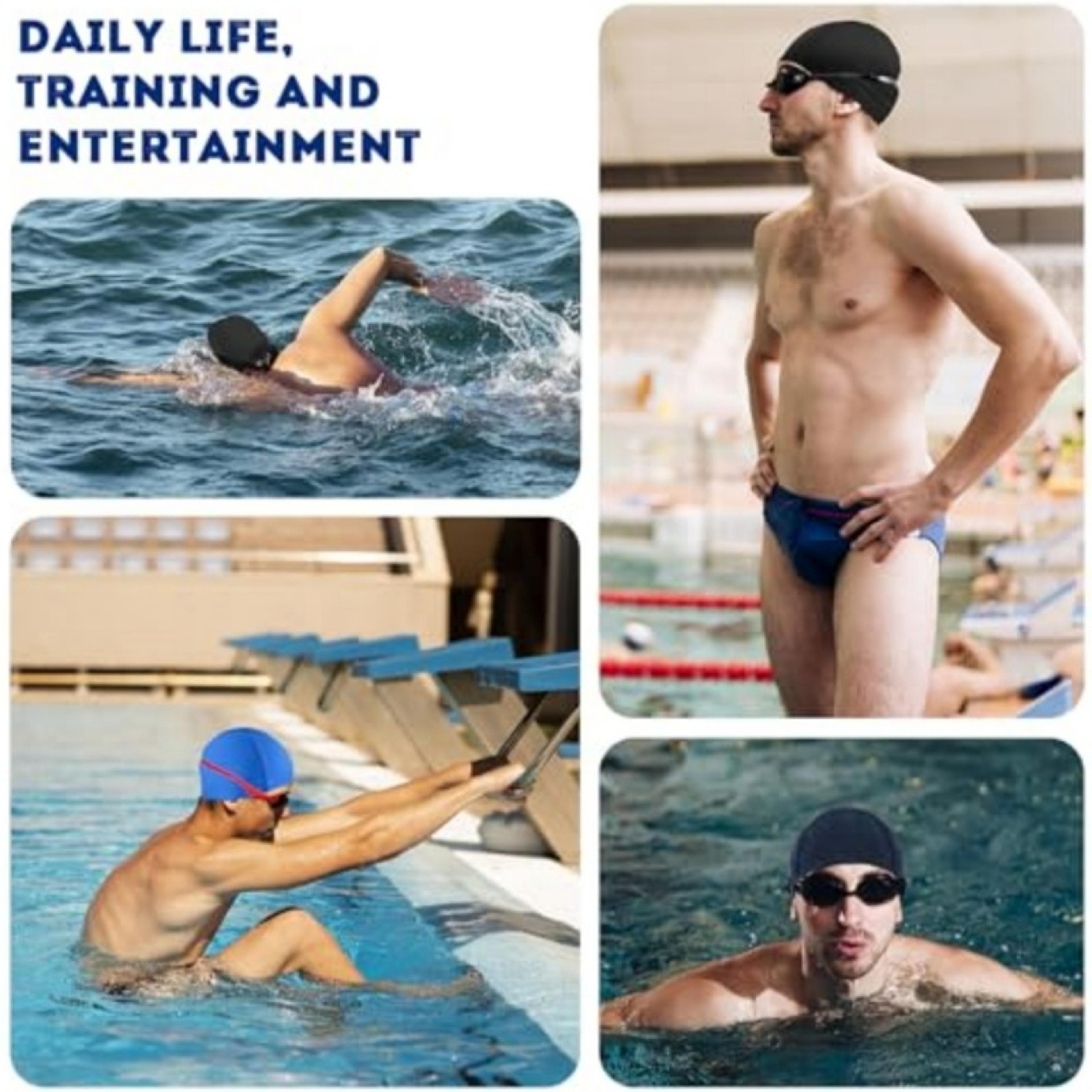 Elastic Silicone Swim Cap For Adults Breathable Waterproof Pool  Training Hat 5
