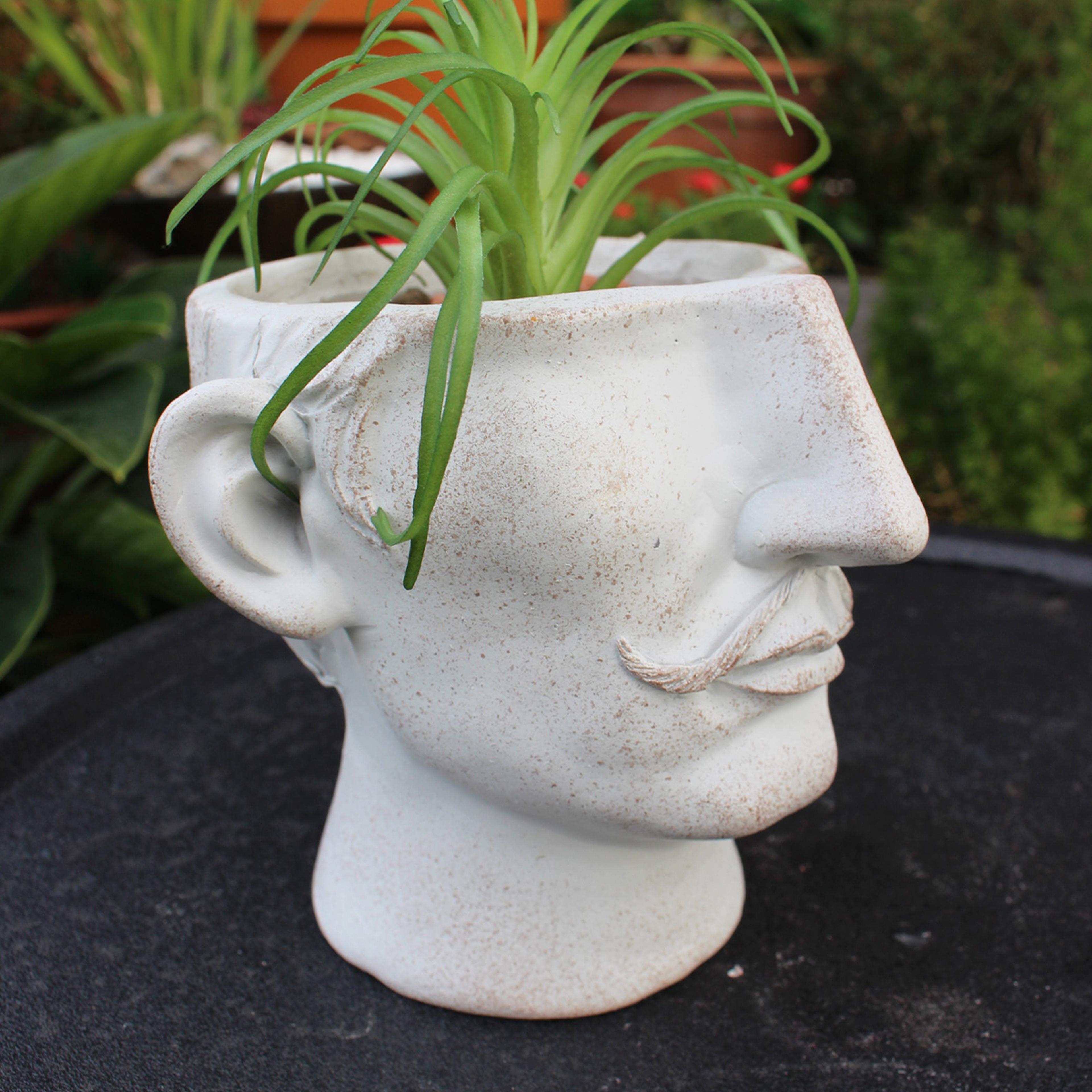 personalized face planter pot with mustache funny resin flower pot for home decor