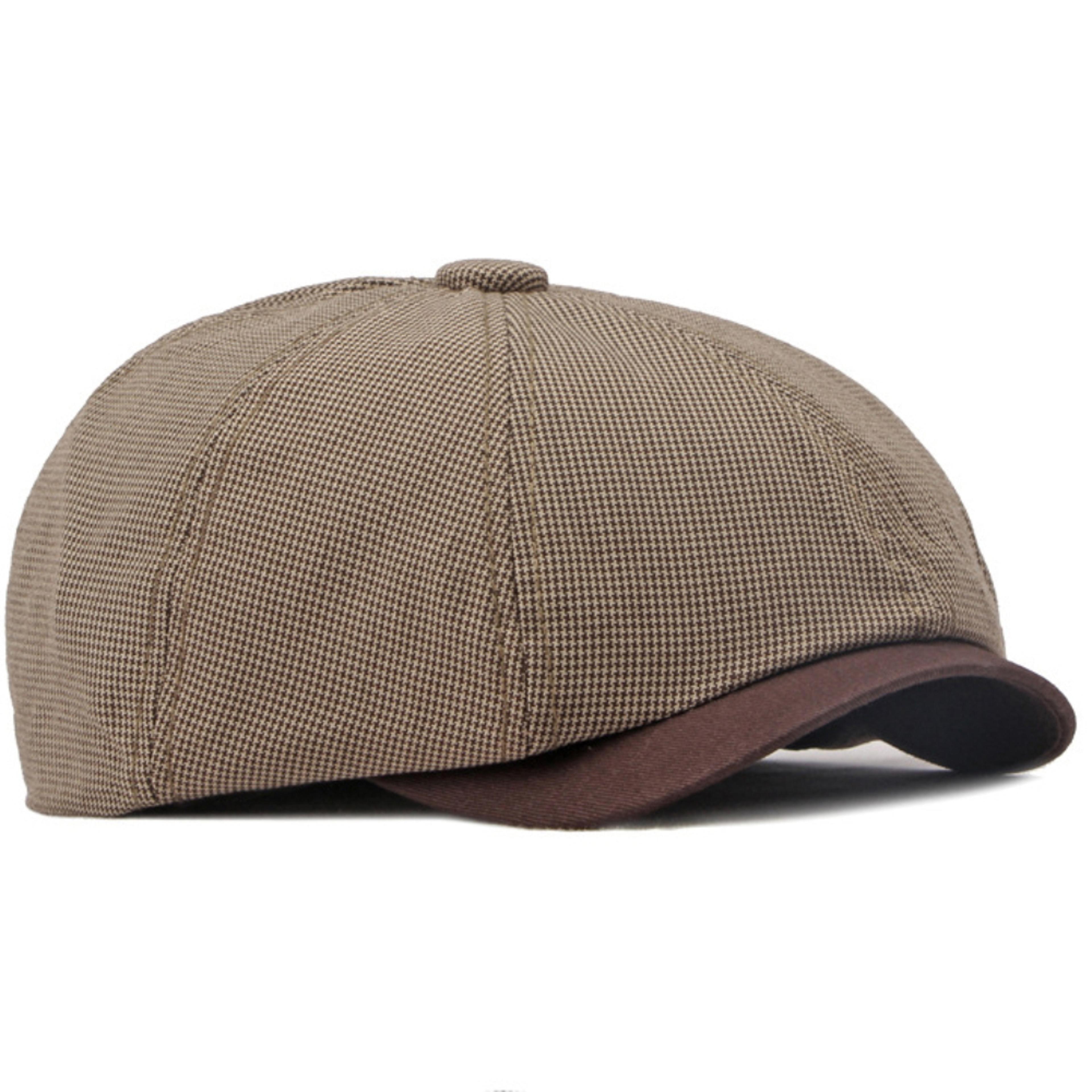 vintage plaid octagonal beret hat lightweight artist beret flat cap for men & women