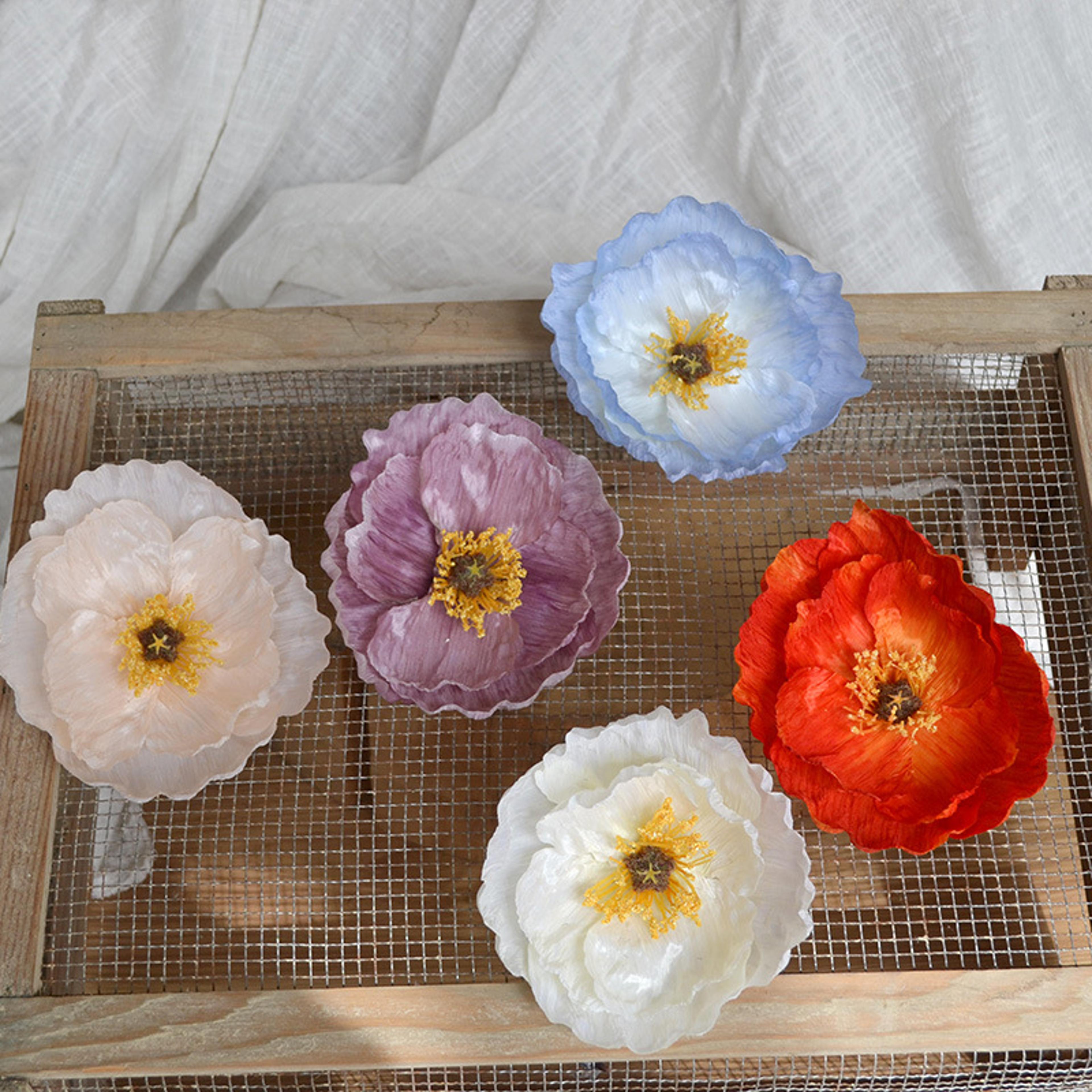 handmade giant poppy flower head for wall decor, photography backdrop & diy floral display