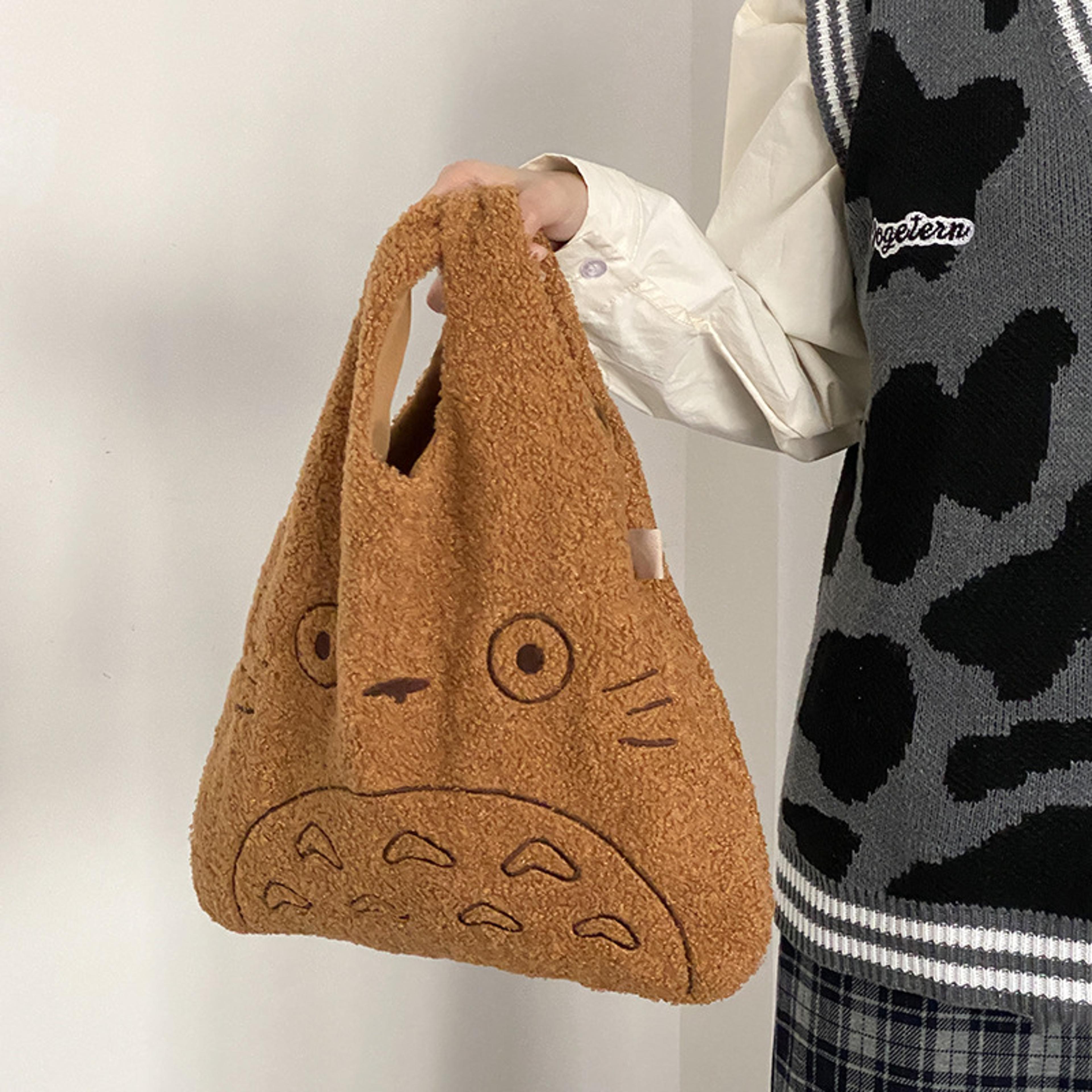 soft plush tote bag cute large capacity shoulder bag for everyday style