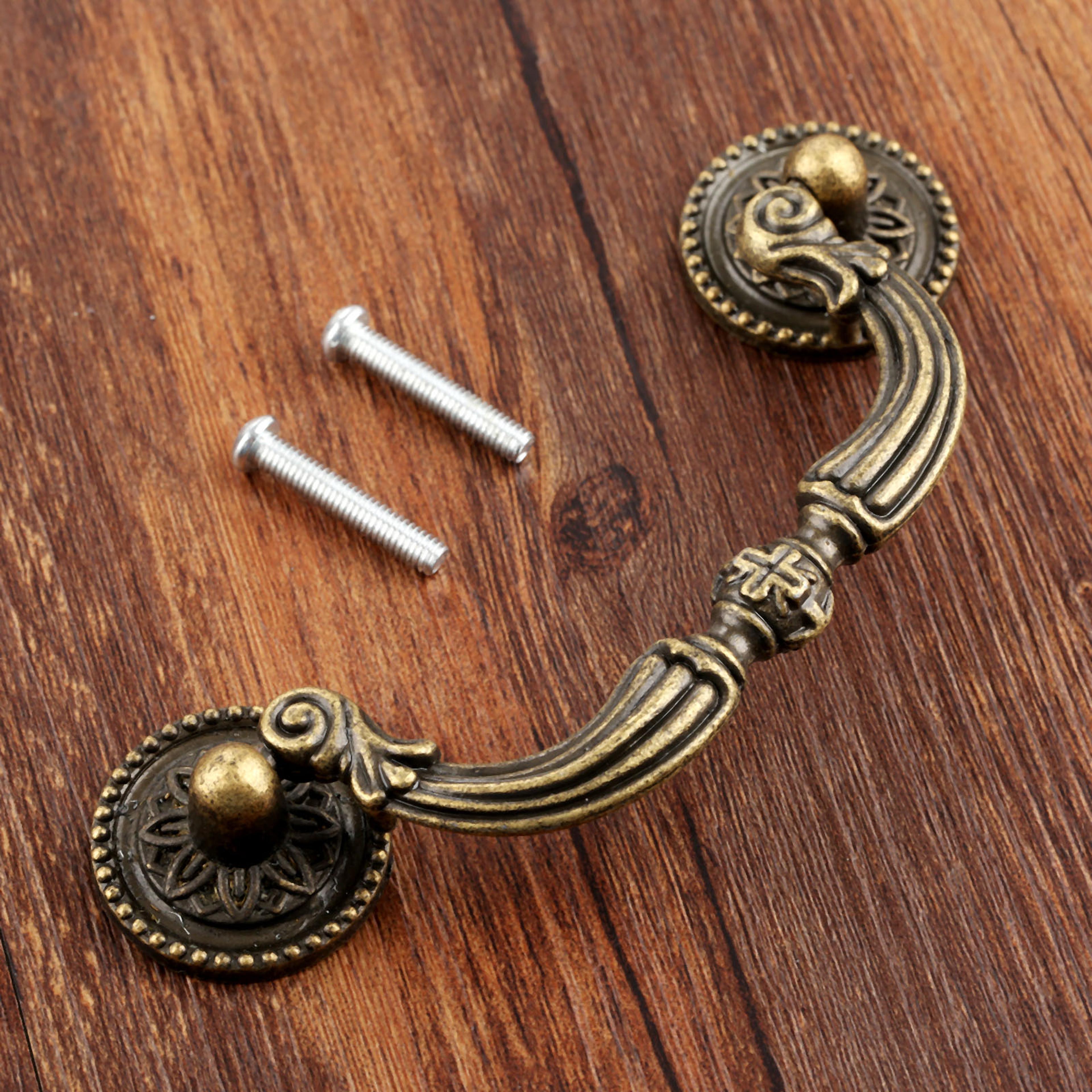 antique bronze drawer pull handle for wood boxes and cabinets vintage european hardware