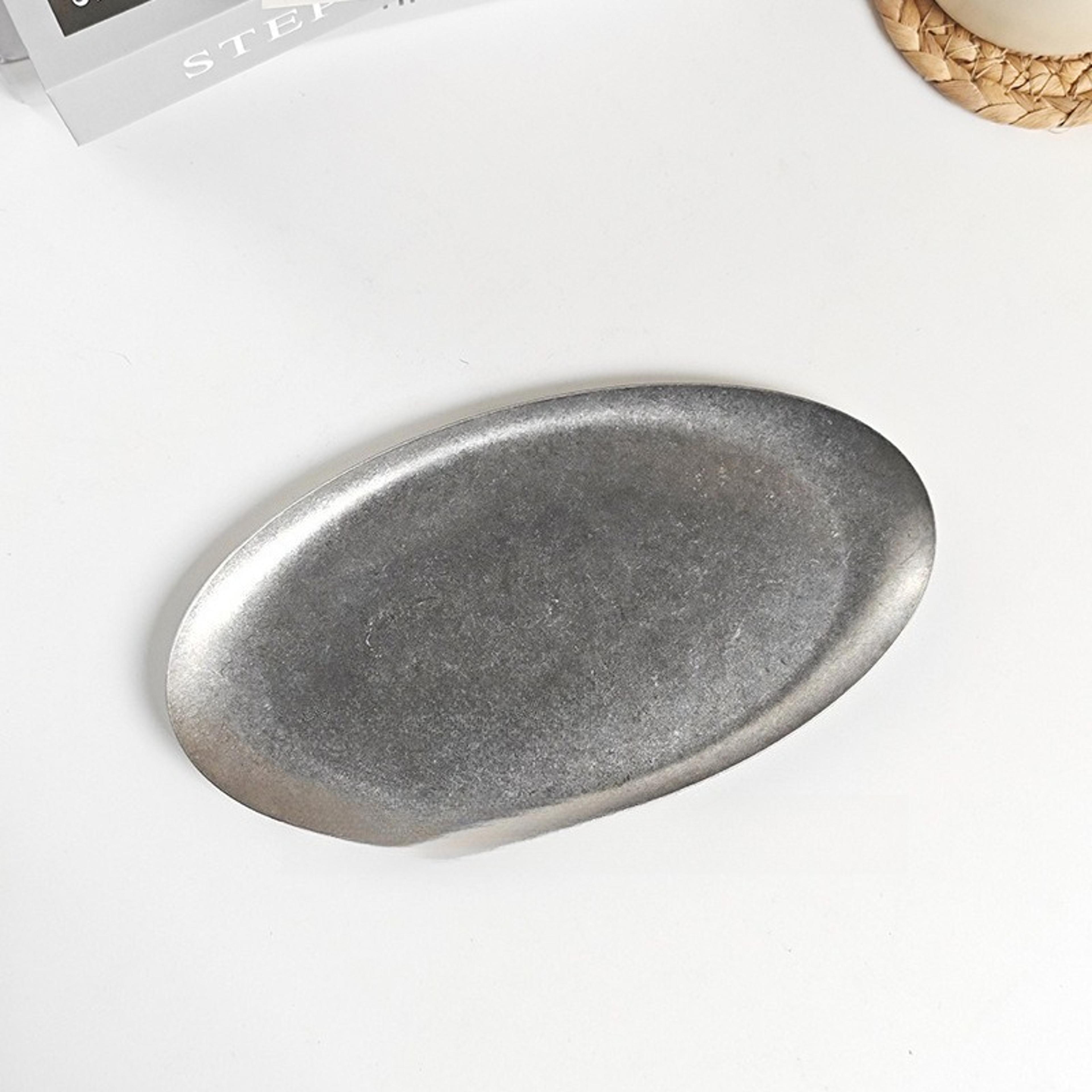 retro stainless steel serving tray oval sushi snack plate industrial style tableware